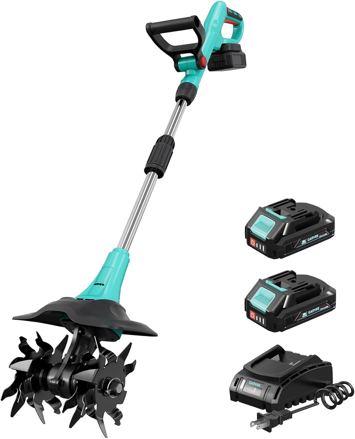 QinaQin 20V Cordless Electric Garden Tiller Cultivator, Heavy-Duty Rototiller with 2 Batteries & Charger (9 in Width, 6.6 in Depth) h4t7r