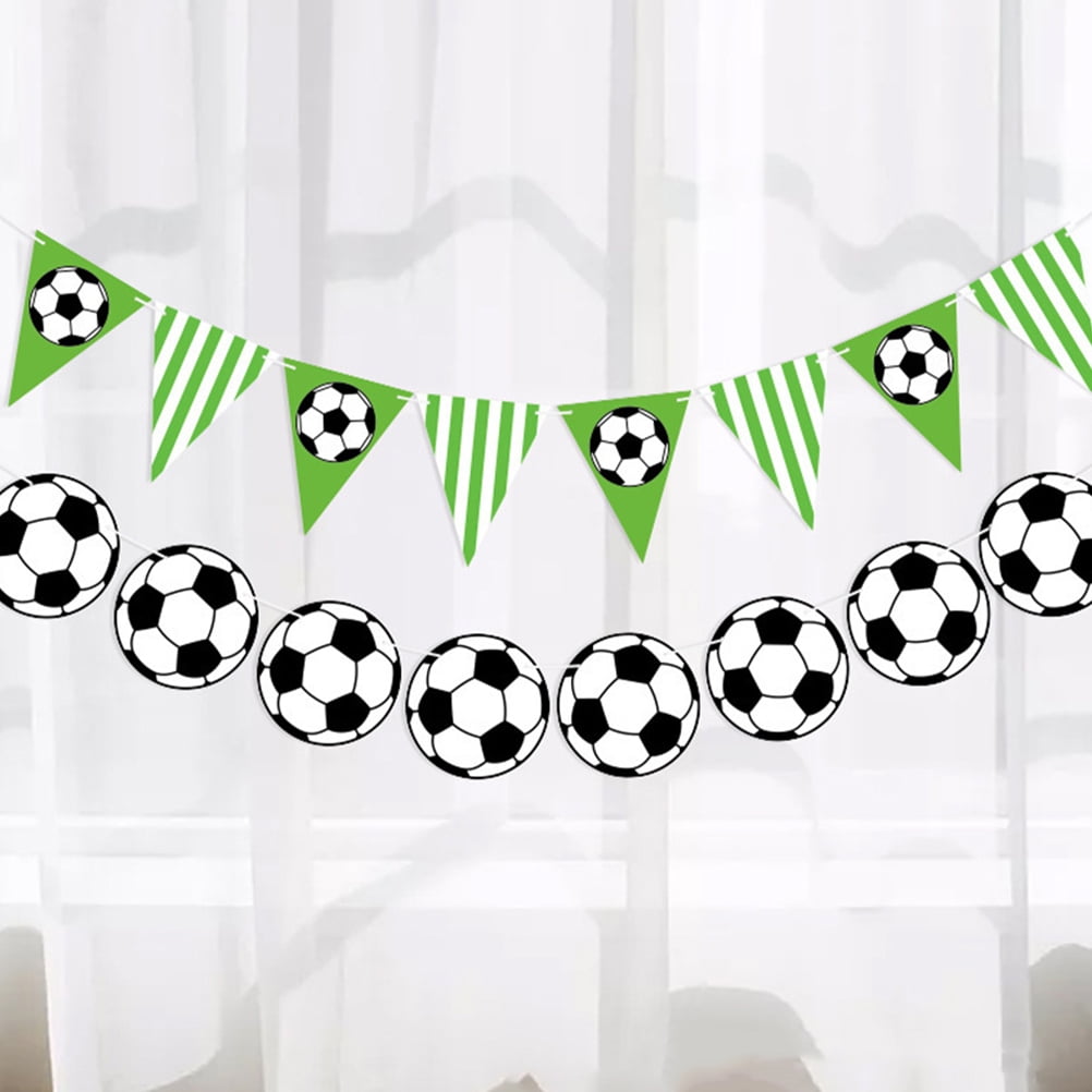 Hemoton Soccer Party Pennant Banner Set (4-Piece Pack, Triangle Football Flags) ednv8