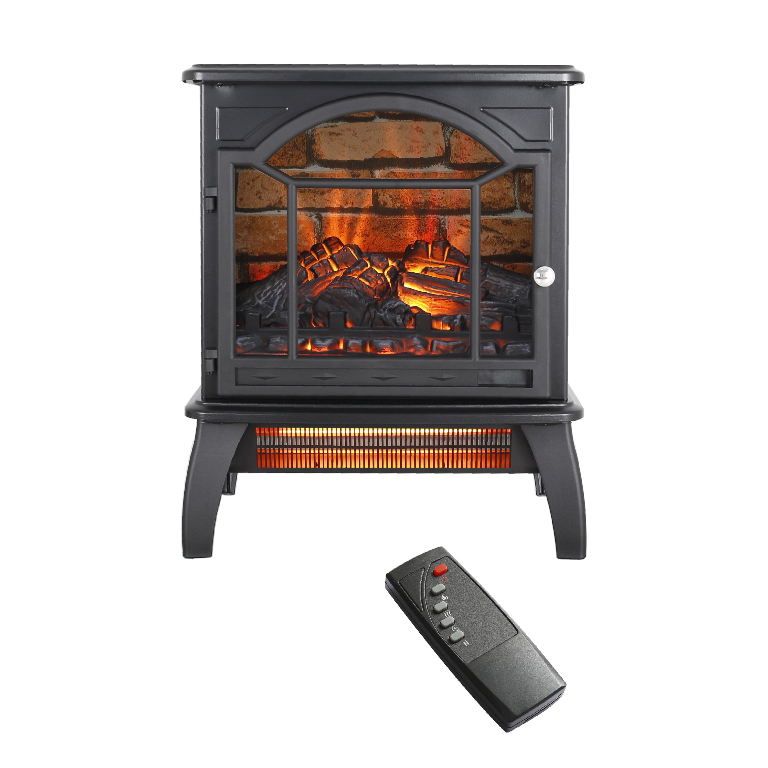 Segmart Infrared Quartz Electric Fireplace Space Heater with 3D Flame Effect (Black, 10 in x 17.5 in x 21.5 in) 6kgb9