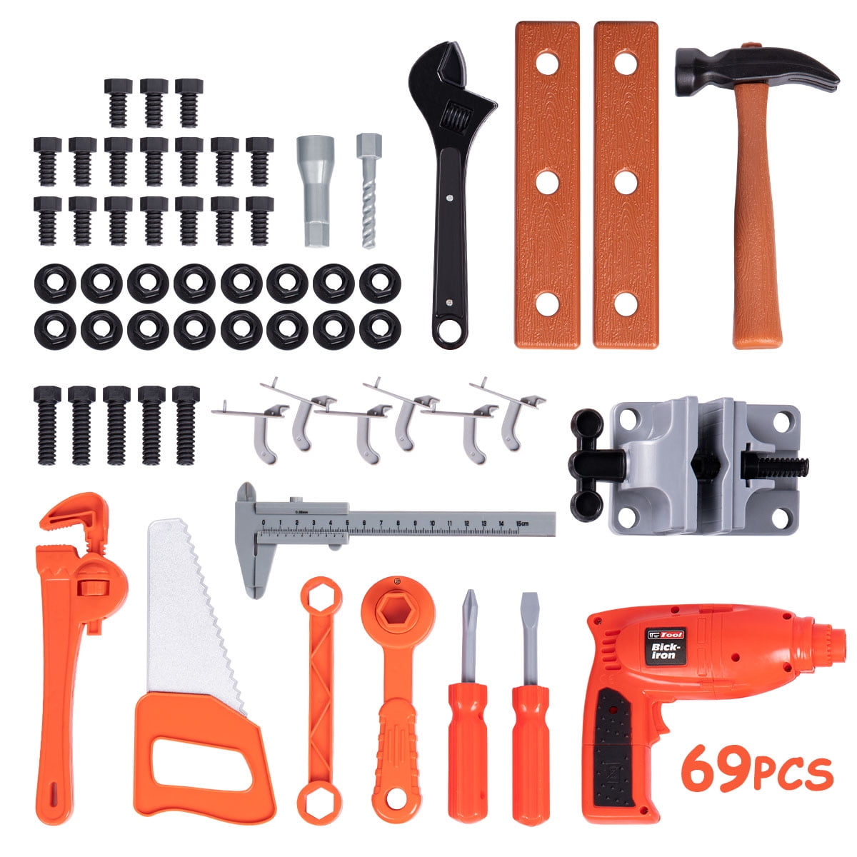 DAKOMM Kids Tool Bench Set with Electric Drill and Realistic Construction Accessories (Grey, 1 Set) 97cxl