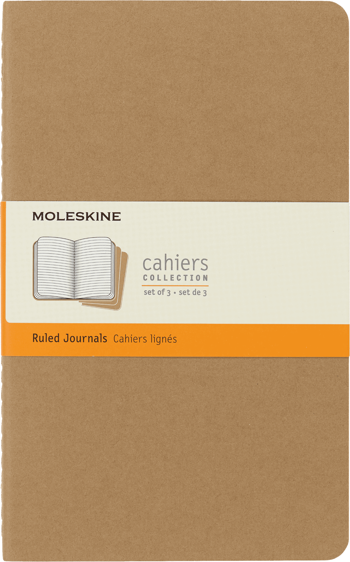 Moleskine Cahier Journal Set, Ruled Notebooks with Flexible Cardboard Cover (Kraft Brown, 5 in x 8.25 in, 3 Pack) d171w