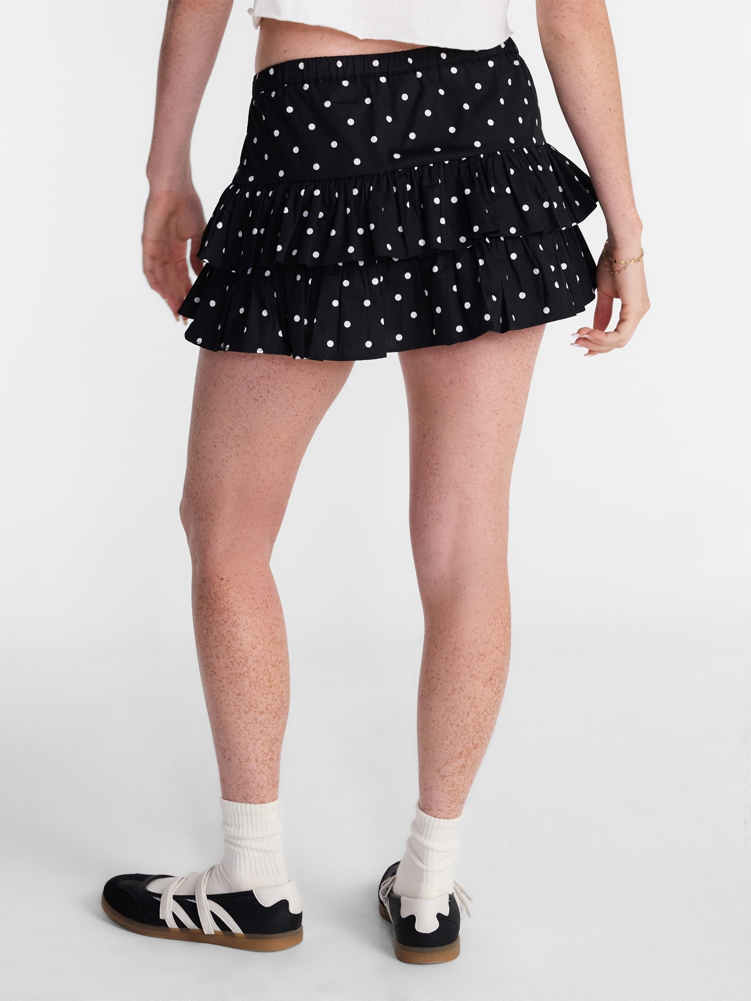 No Boundaries Women's Game Day Woven Skirt with Built-in Shorts (Black, XXS-XXL) r02fz