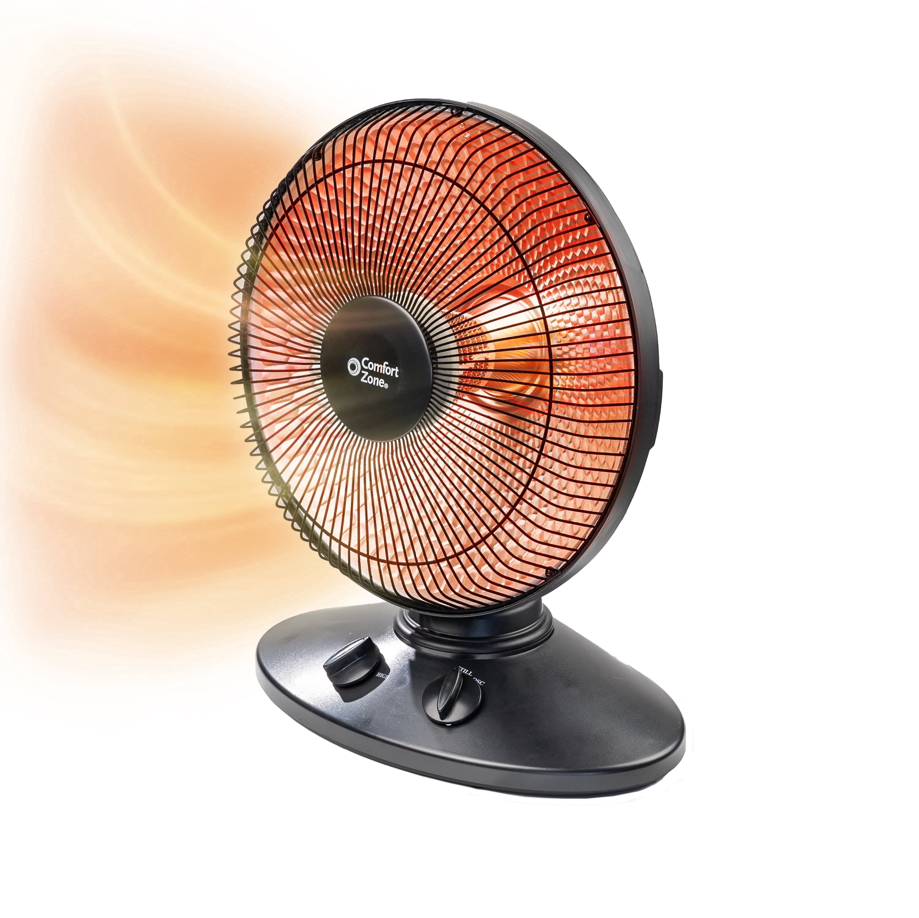 Comfort Zone Parabolic Oscillating Dish Space Heater (Black, 19 in Height) fgpmx