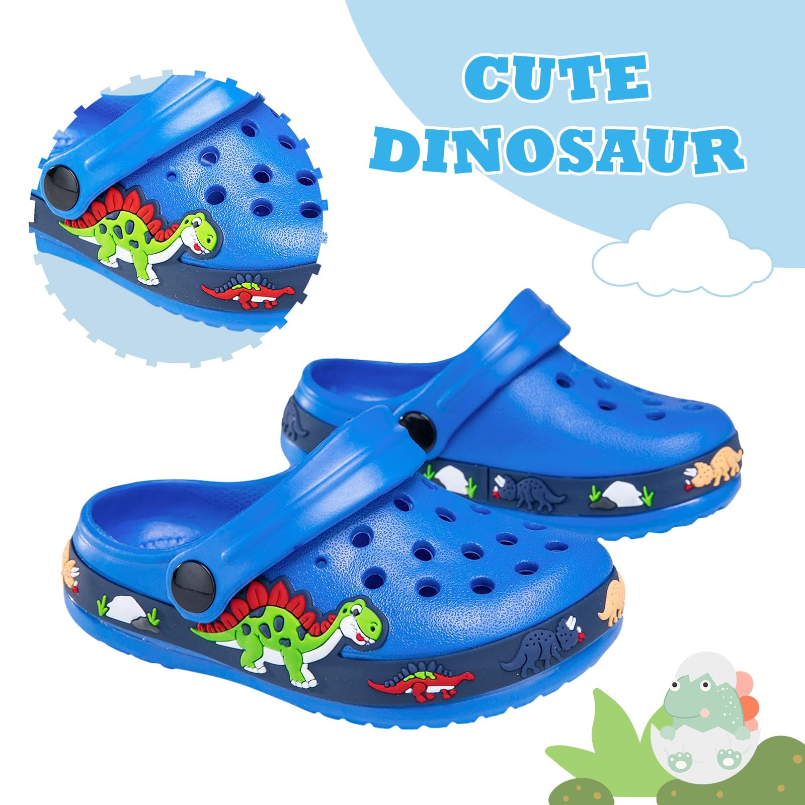 Drecage Toddler Cartoon Clogs Lightweight Garden Sandals (Blue, 6 US Toddler) std4z