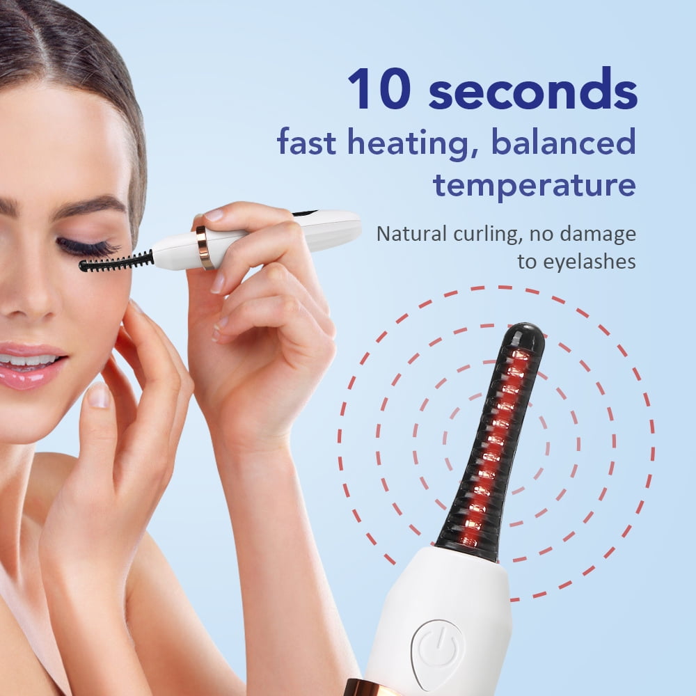AITREE Electric Heated Eyelash Curler Rechargeable Professional Lash Lifting Tool with LED Display (White, 1 Count) n7nwl