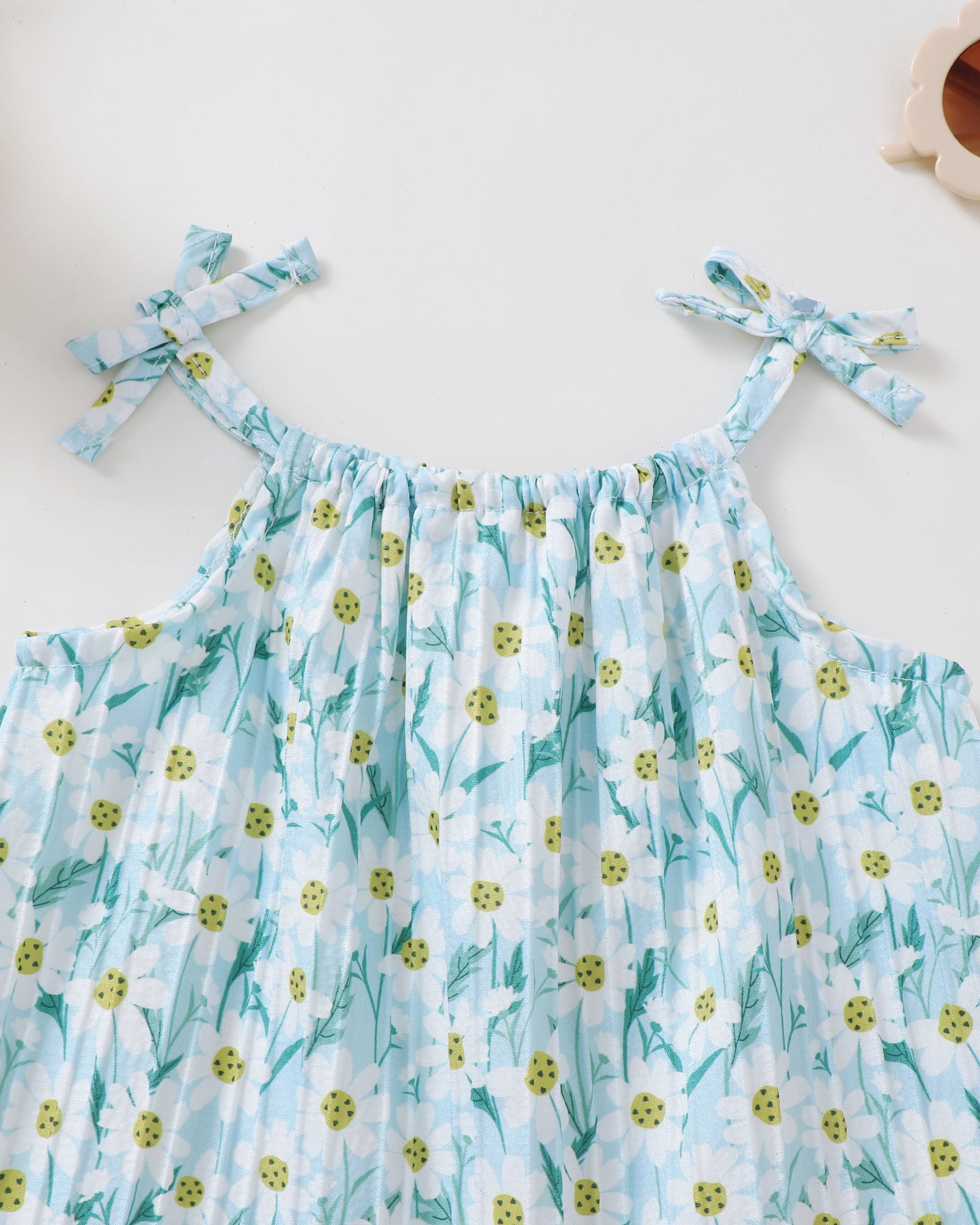 Saeaby Toddler Girls Floral Summer Dress Sleeveless Halter Casual Outfit (Green, 18-24 Months) 2xkp6