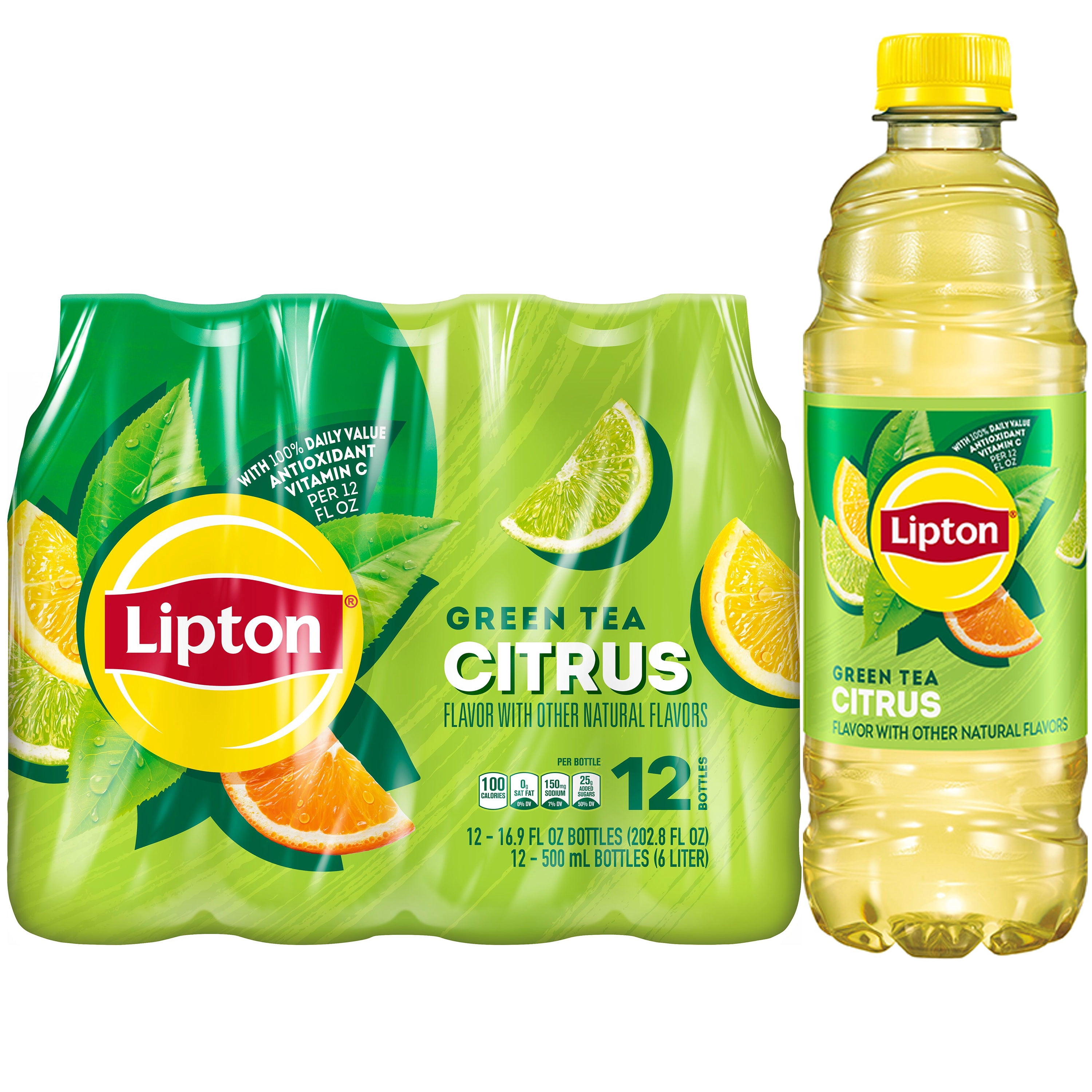 Lipton Green Tea Citrus Iced Tea, Refreshing Caffeinated Beverage (Green, 12 Pack of 16.9 fl oz) zbryf