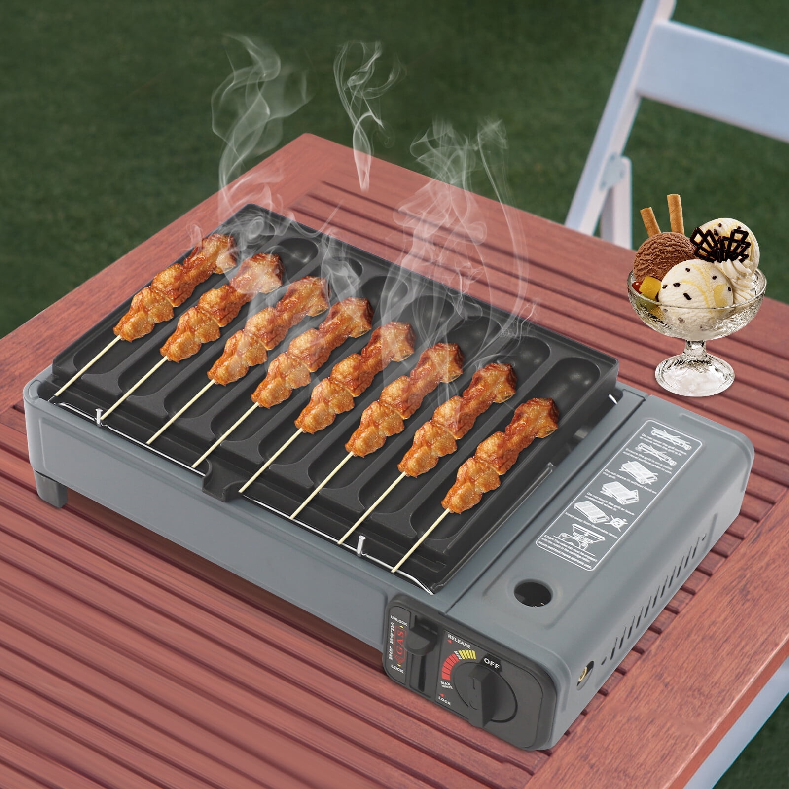 Generic Portable Butane Stove Tabletop BBQ Grill (Black, 7.5 lb) mrj8c