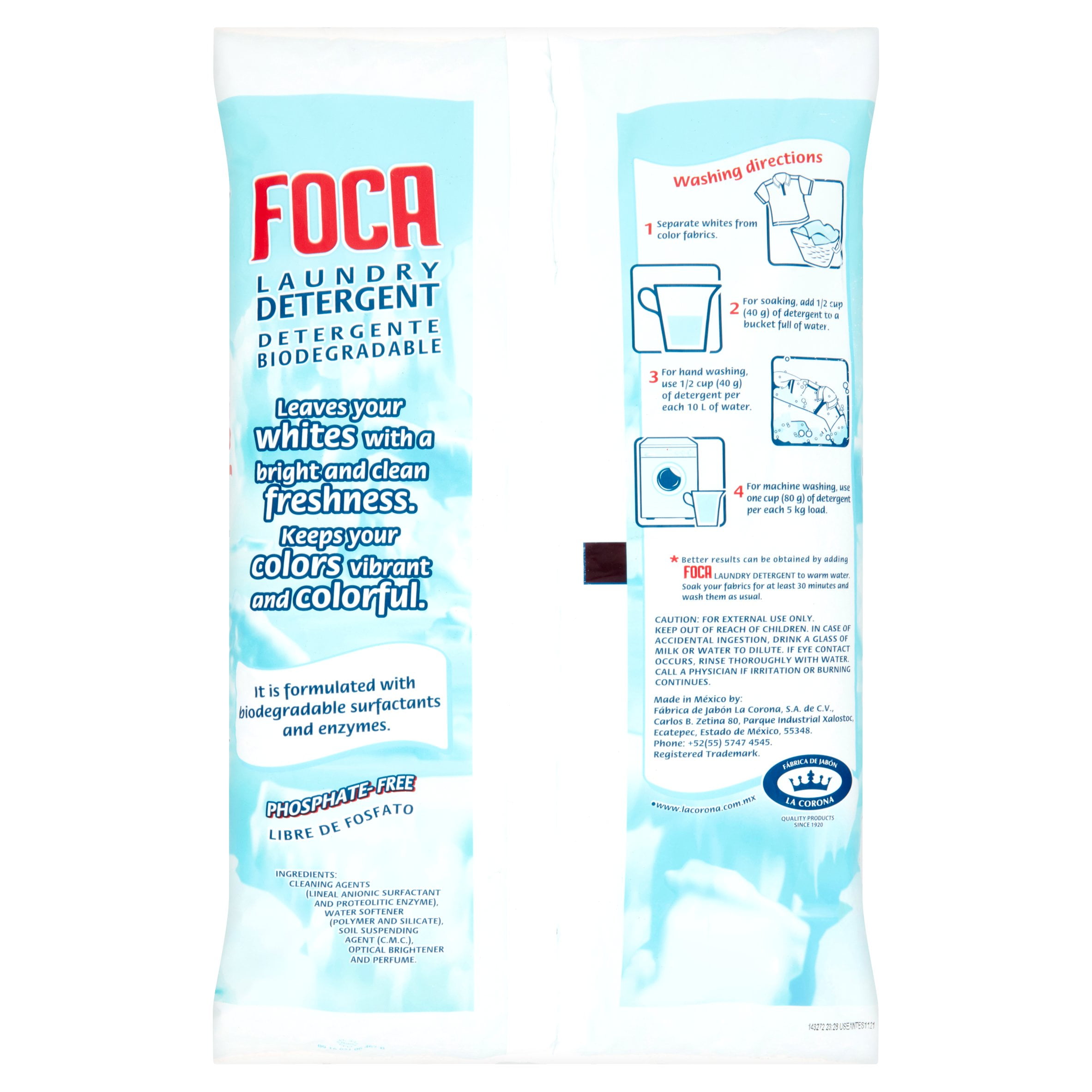 Foca Laundry Detergent Powder, Deep Cleaning & Stain Removal Formula (4 Pack, 141.08 oz Total) m9892