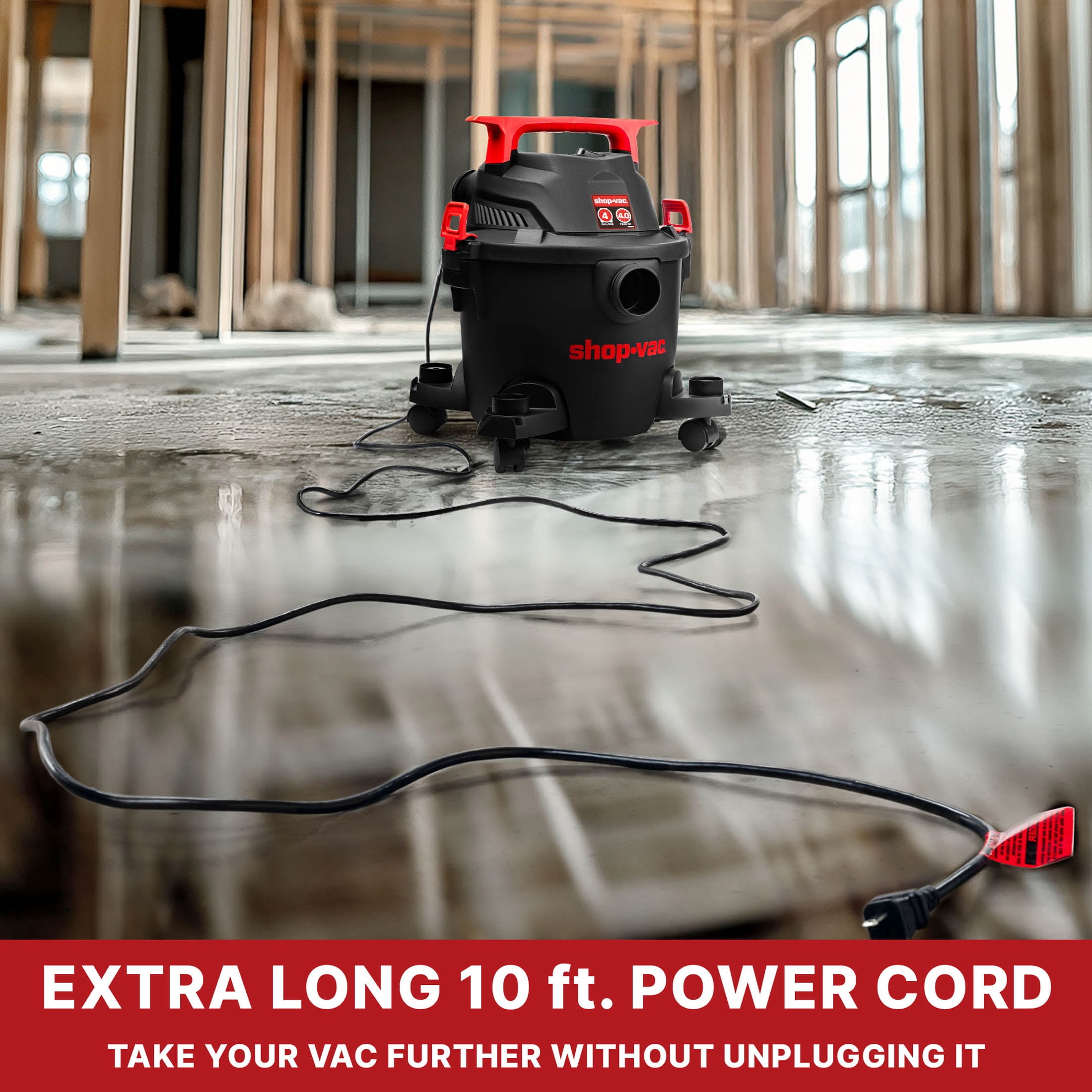 Shop-Vac Wet Dry Vacuum Cleaner with 4 Gallon Tank and Onboard Tool Storage (Black, 4 Gallon) vmoik