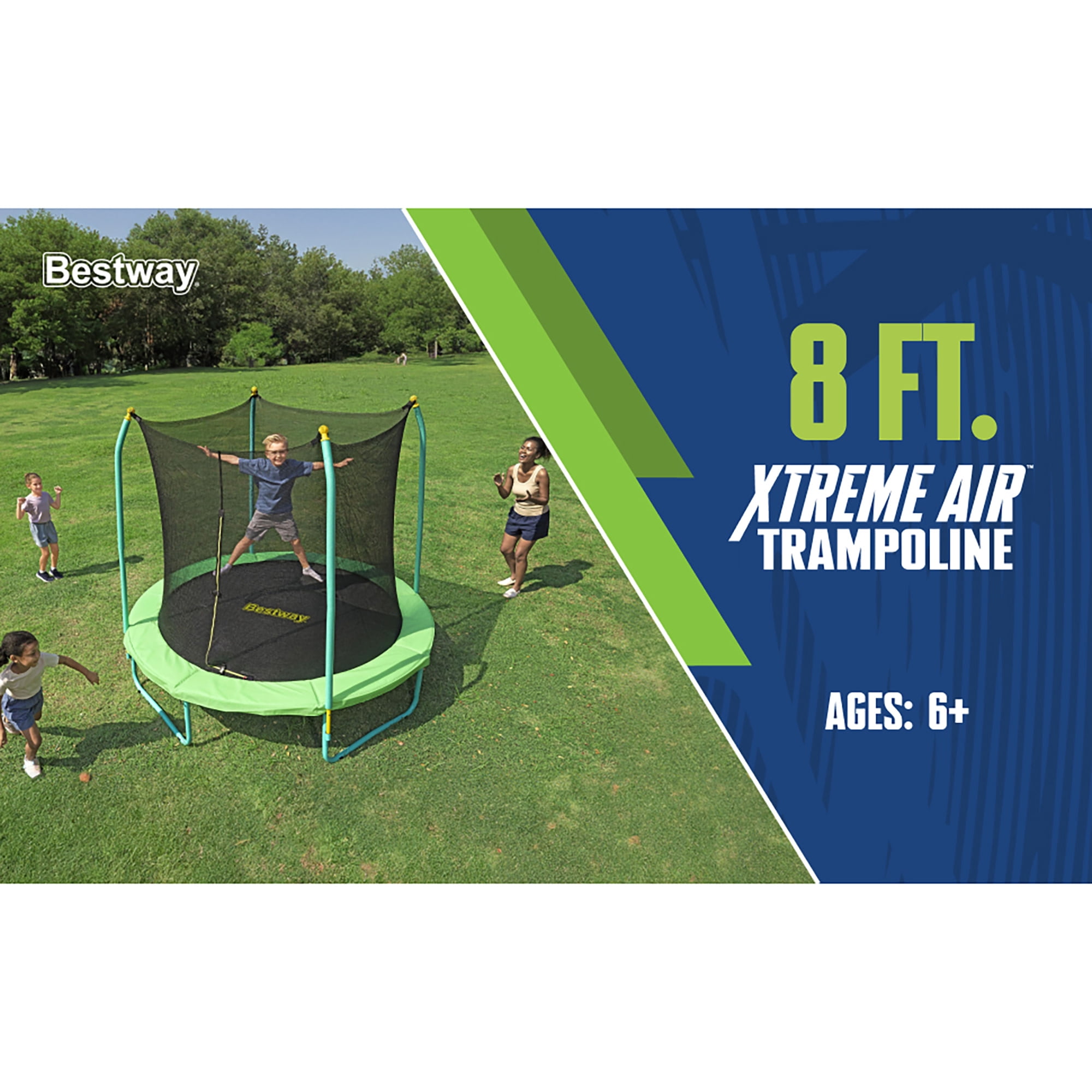 Bestway Xtreme Air Trampoline with Enclosure Net and Padded Poles (Green, 8 ft) ku3mj
