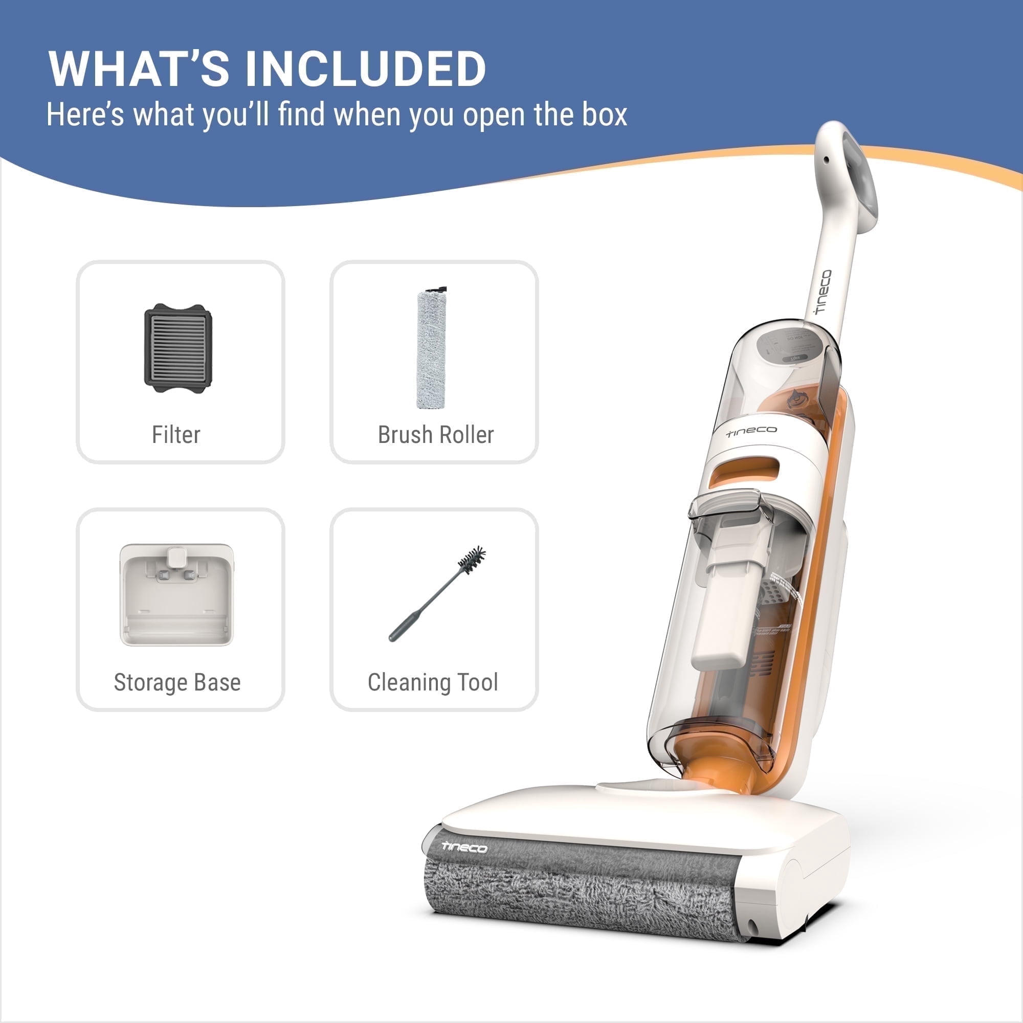 Tineco GO MAX Cordless Wet Dry Vacuum and Mop, Self-Cleaning Floor Washer for Hardwood and Sealed Floors (White) 8yk6k
