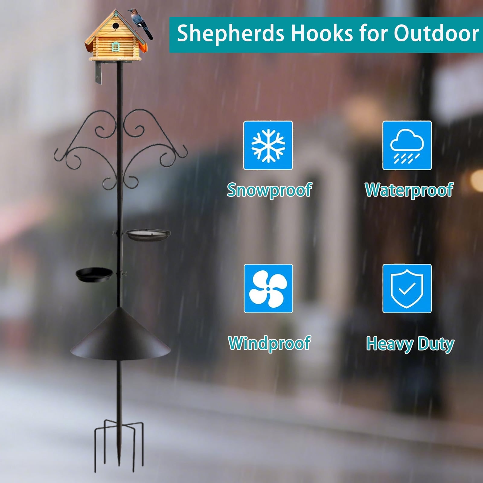 Saburrnity Bird Feeder Pole Stand (Heavy-Duty Metal, 92 in) 5fa1r