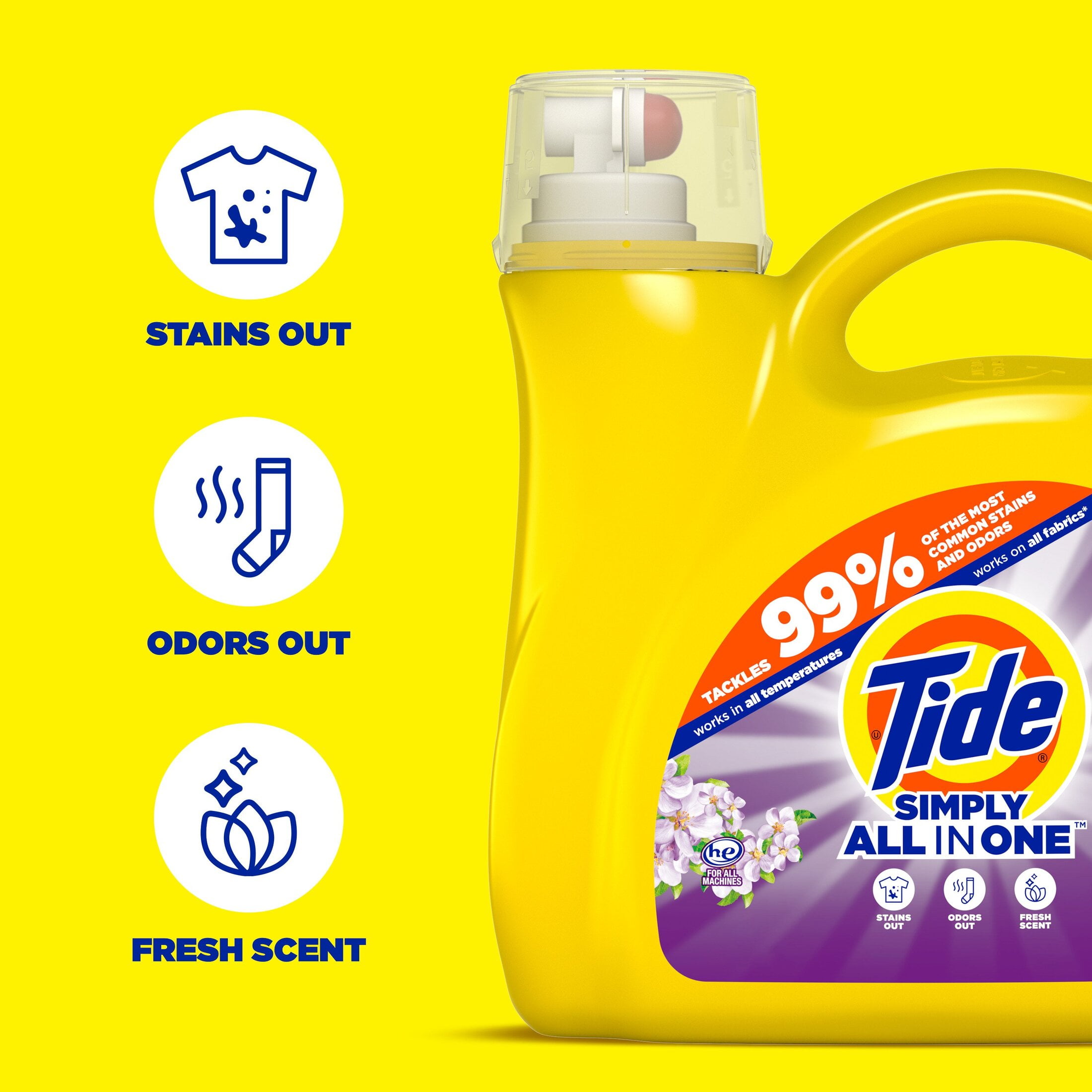 Tide Simply Liquid Laundry Detergent, Berry Blossom Scent, Deep Cleaning Formula (117 fl oz) l3mrr