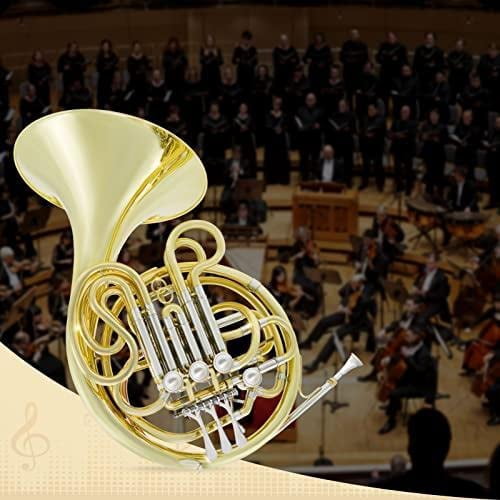 Chehery Double French Horn F/Bb 4-Key Brass Instrument with Case, Mouthpiece, and Cleaning Kit (Gold) o99eu