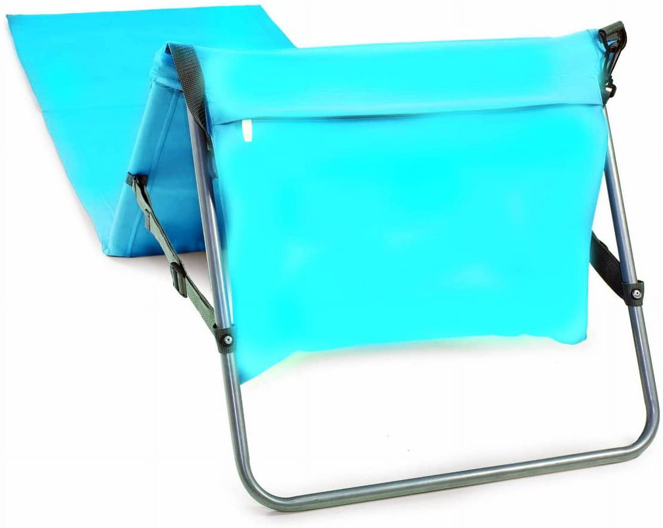 Bo-Toys Portable Beach Mat Padded Lounge Chair with Attached Tote (Blue, 21.25 in x 63.5 in) pw5hw