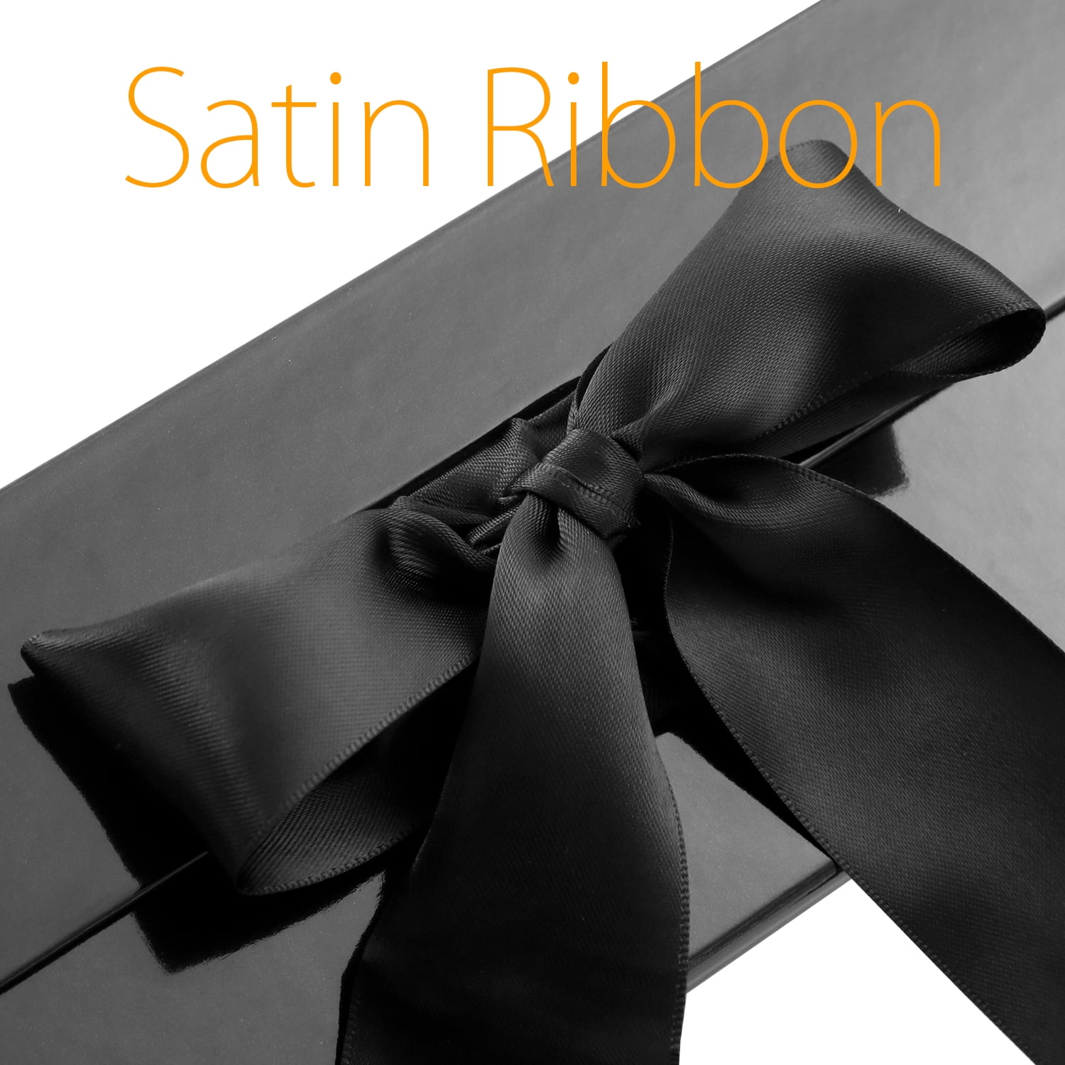 PKGSMART Large Magnetic Gift Box with Ribbon for Presents (Black, 13x9.7x3.4 in) u6o5e