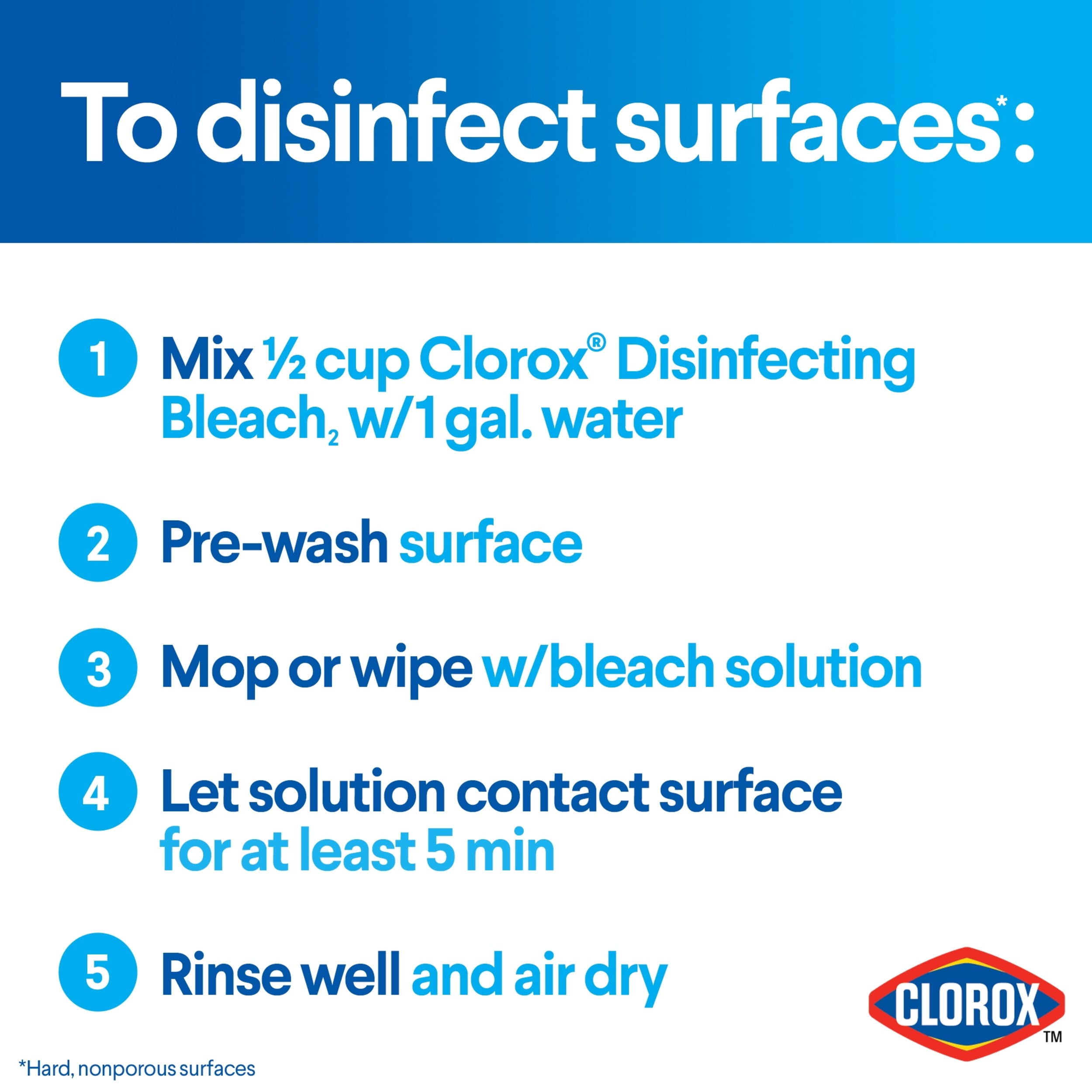 Clorox Disinfecting Bleach, Concentrated Laundry Whitener and Surface Cleaner (Regular, 2 Pack, 121 fl oz) hmznr