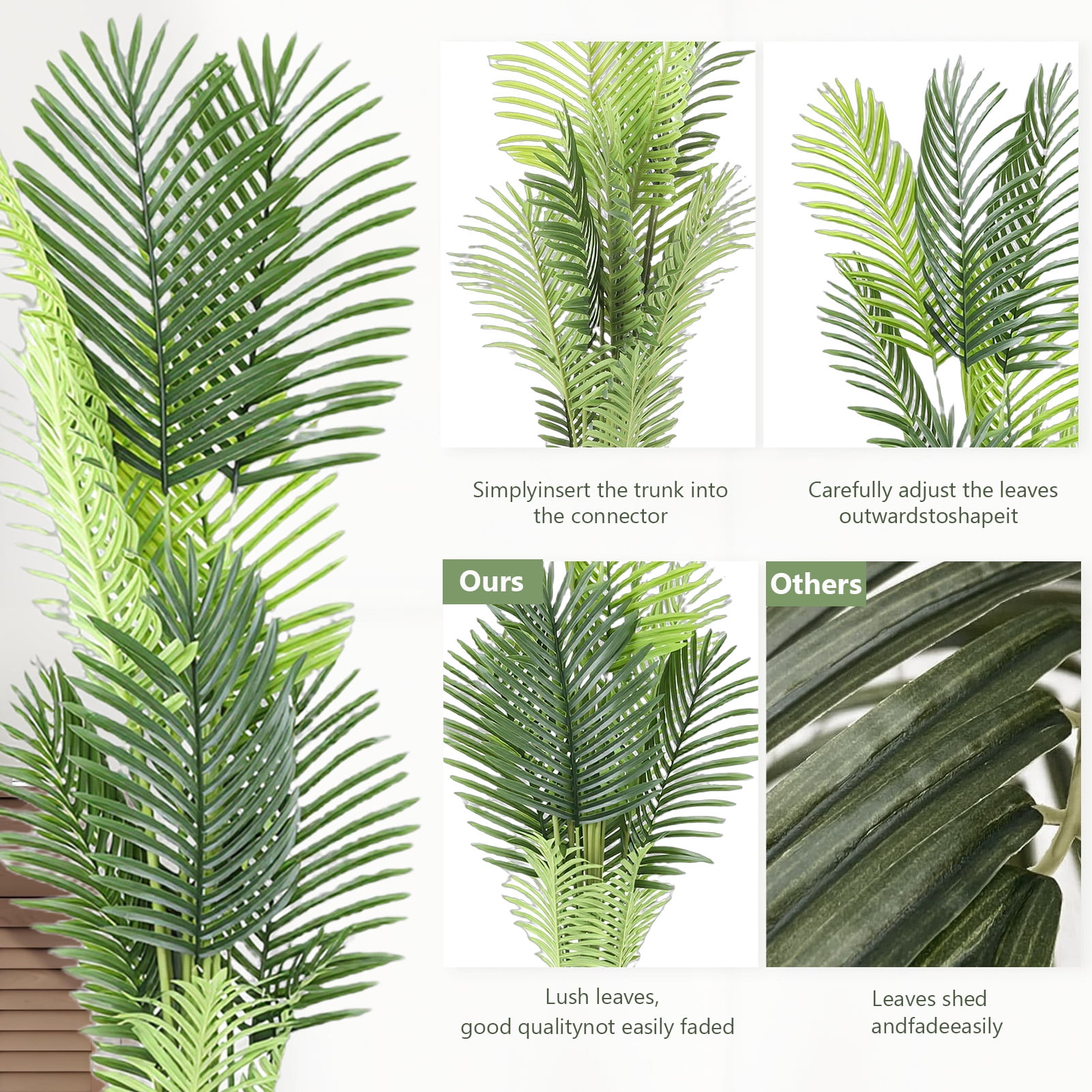 Tebru Artificial Palm Tree, Realistic Tropical Faux Plant for Home and Office Decor (Green, 6 ft) etczs