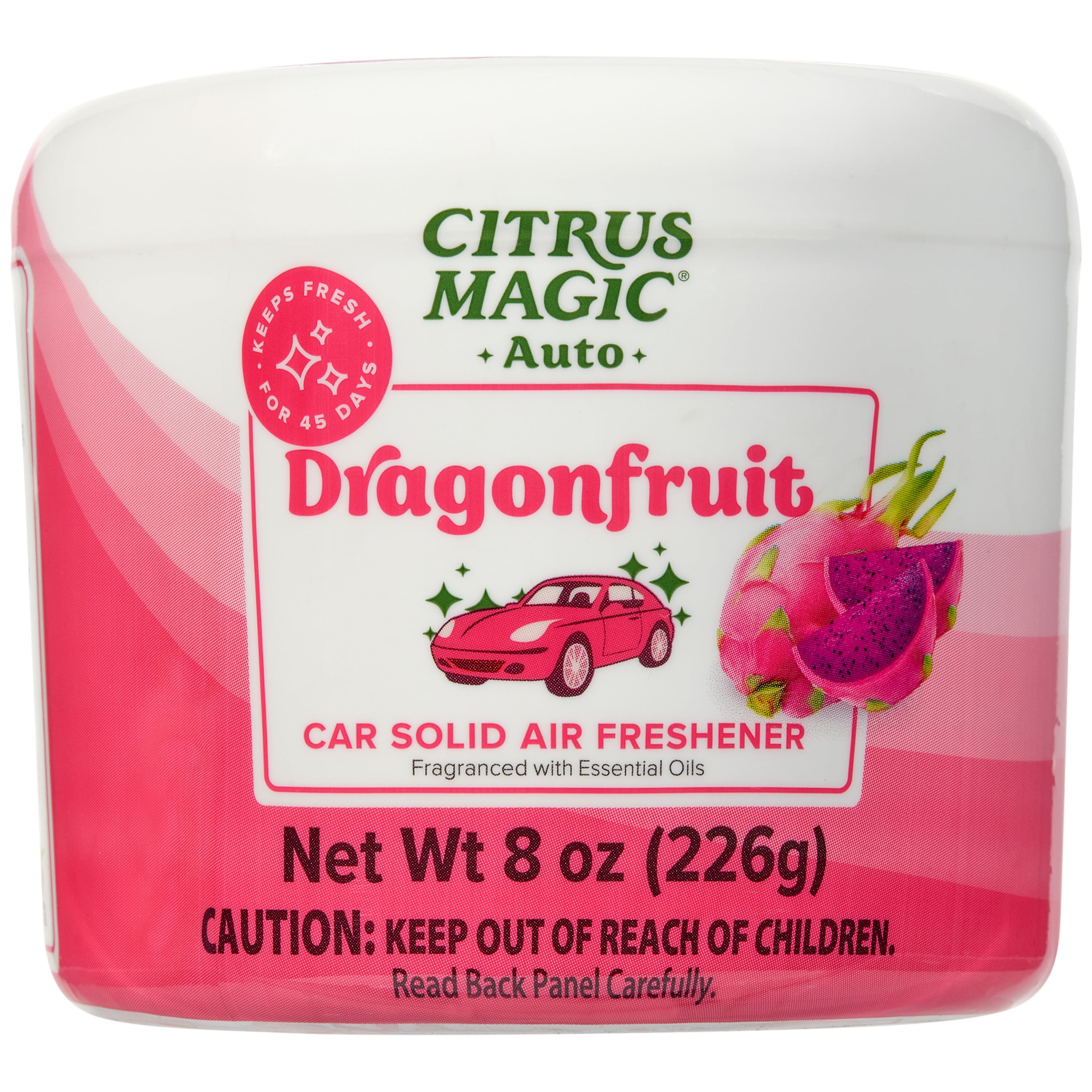 Citrus Magic Auto Odor Absorbing Solid Air Freshener, Dragonfruit Scent (Pink, 8 oz) 3saoh