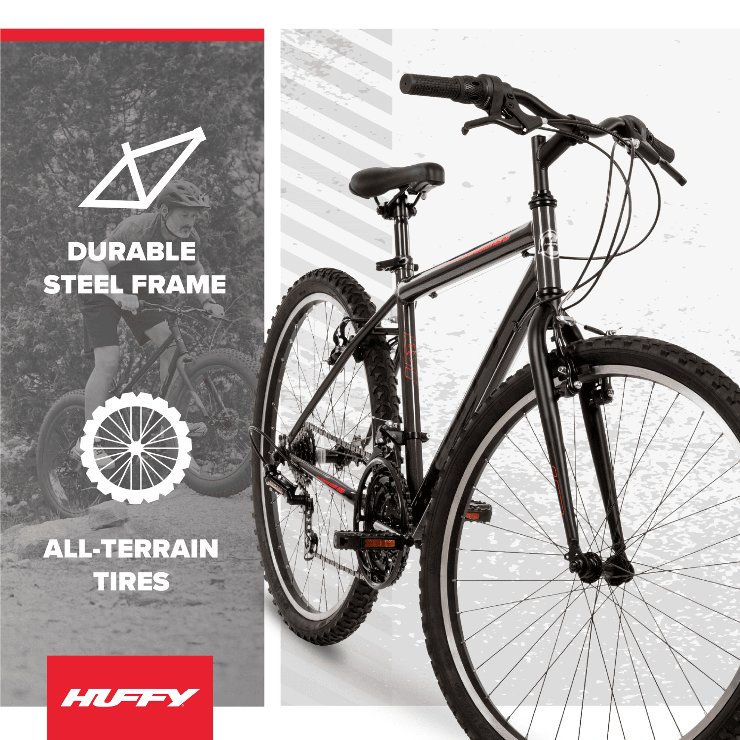 Huffy North Peak Mountain Bike, 15-Speed All-Terrain Bicycle (Charcoal Gray, 26 in) 0okqf