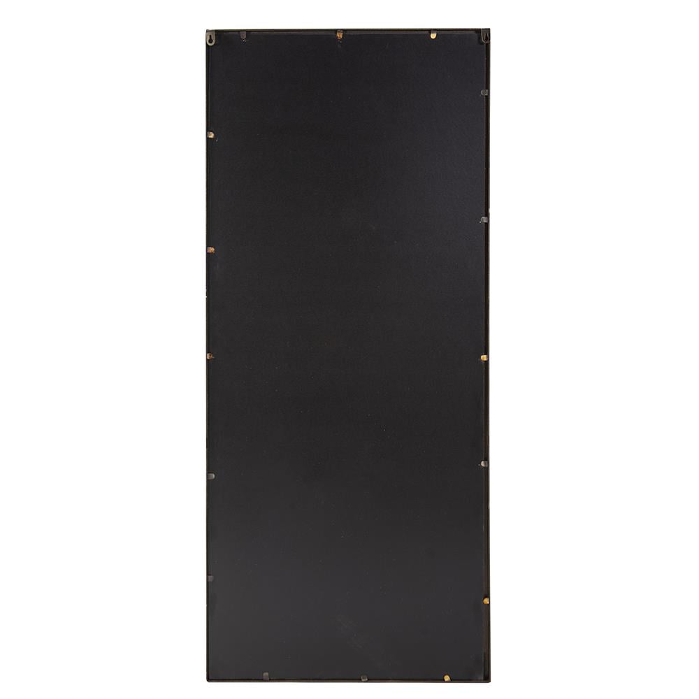 Tyler Dillion Rectangular Metal Wall Mirror with Circular Overlays (Brushed Bronze, 24 in x 36 in) zy413
