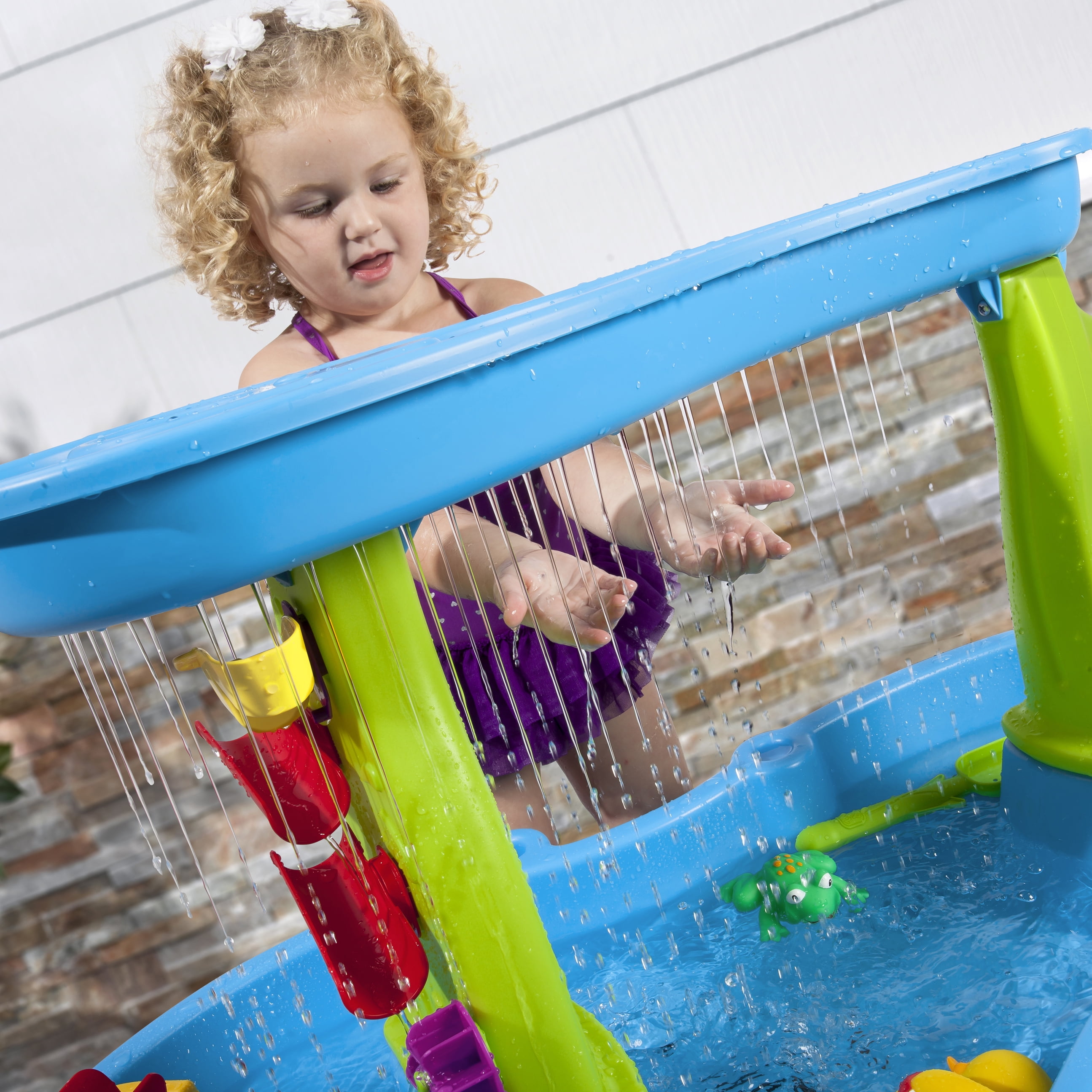 Step2 Rain Showers Splash Pond Water Table with Waterfall Tray (Blue, 5 gal) 4qb6e