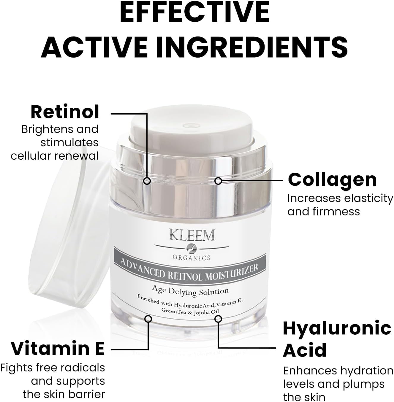 Kleem Organics Retinol Night Cream with Hyaluronic Acid & Collagen for Face (1.7 fl. oz) m7u0a