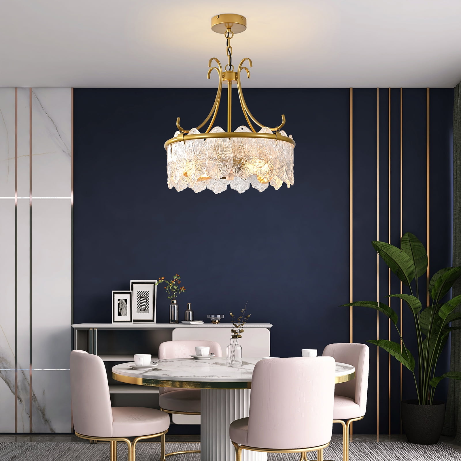 Garwarm 20 in Gold Crystal Fandelier Ceiling Fan with Light and Remote (6-Speed, Reversible, Caged Chandelier) yejba
