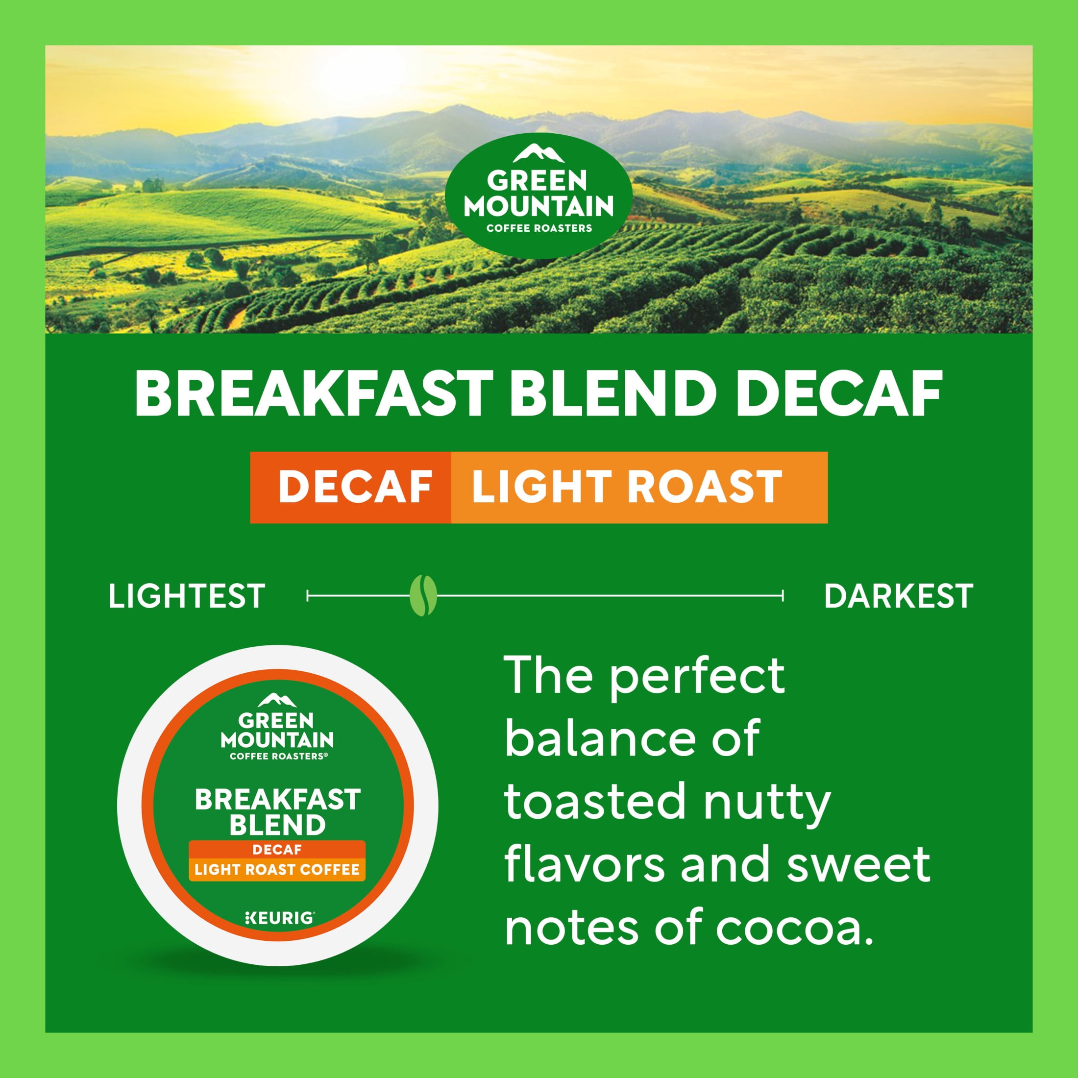 Green Mountain Coffee Roasters Decaf Breakfast Blend Light Roast Coffee Pods (24 Count) xdi2k