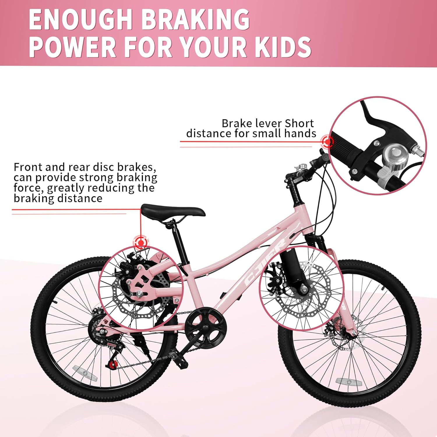Akaber 24-inch Kids Mountain Bike, 7-Speed Drivetrain with Suspension Fork and Dual-Disc Brakes (Pink, 24 in) fktr5