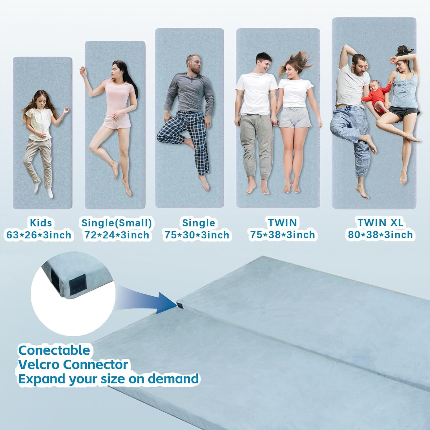 Invoker Memory Foam Camping Mattress Pad, Portable Roll Up Sleeping Mat for Travel and Guest Bed (Grey, 63 in x 26 in x 3 in) mow19