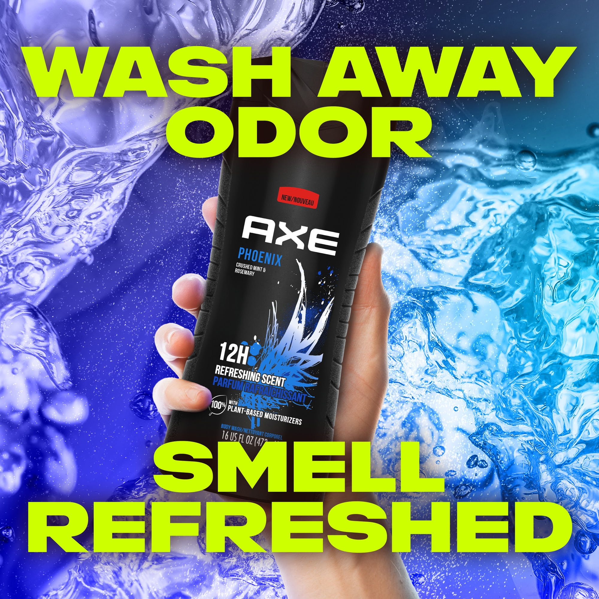 AXE Phoenix Refreshing Men's Body Wash, Crushed Mint and Rosemary Scent, Long-Lasting Freshness (16 fl oz, 2 Pack) 155es
