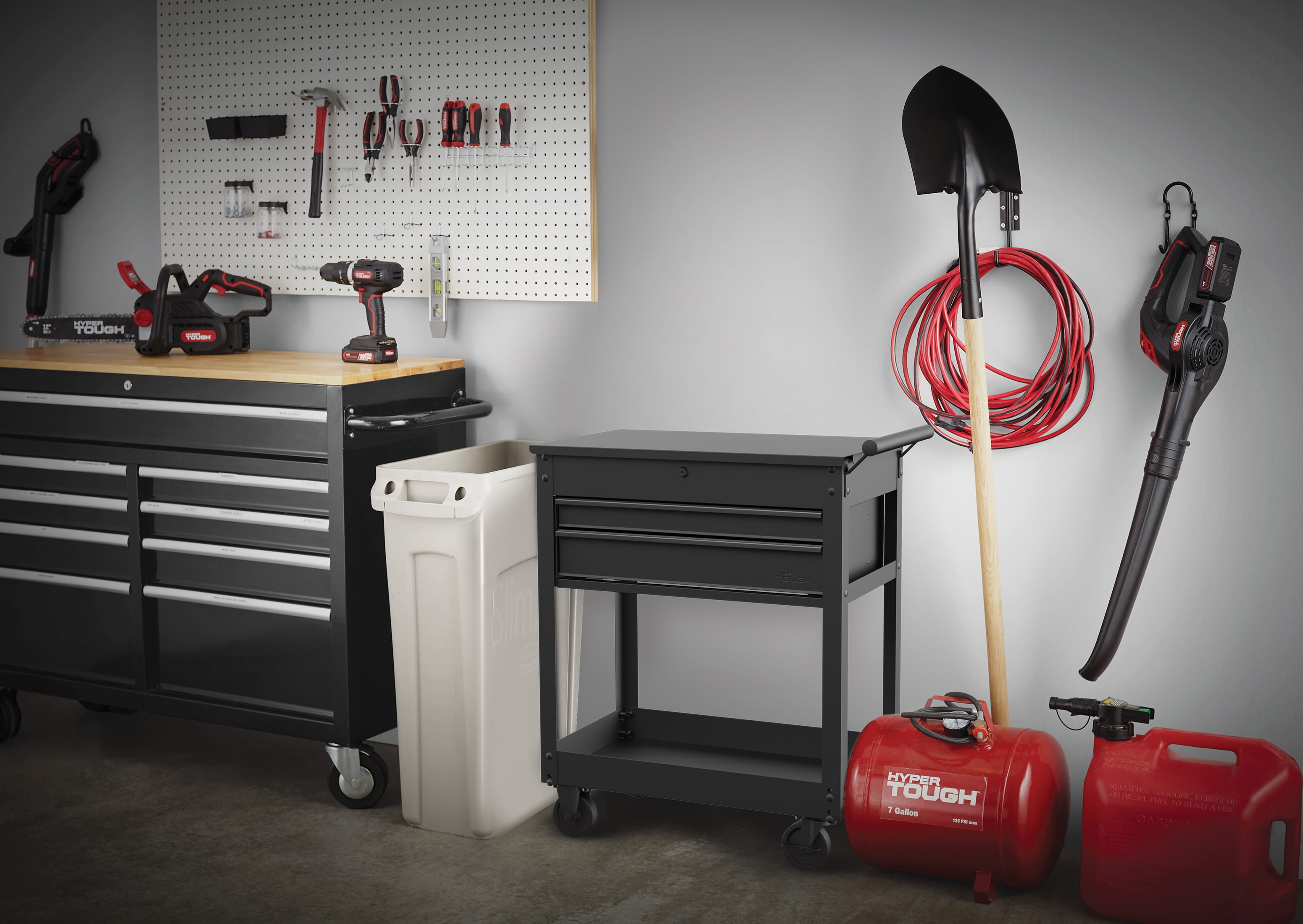Hyper Tough 28-inch Steel Mechanics Tool Cart (Black, 500 lb Capacity) lttwl