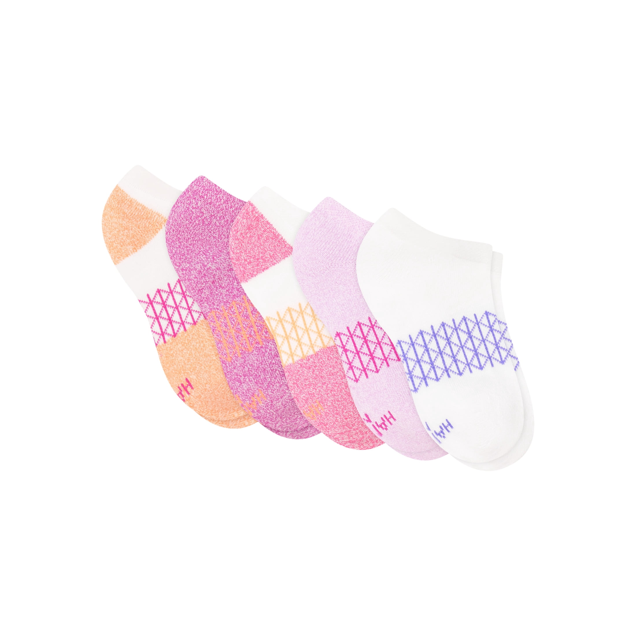 Hanes Girls No-Show Socks Cushioned Athletic Footwear (White, 5-Pack) dx582