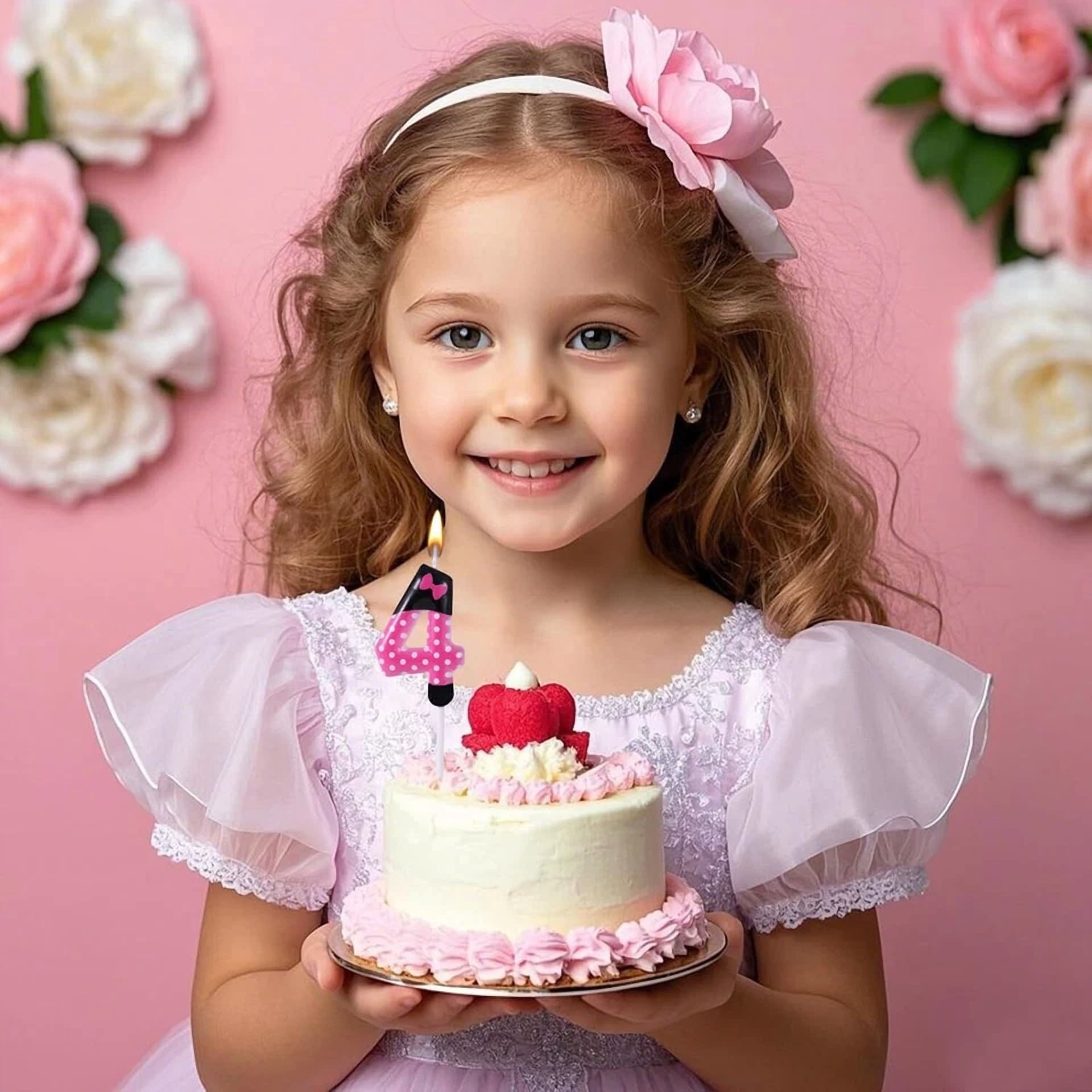 VAULT Birthday Number Candle Cake Topper for Girls (Pink and Black, 1 Count) l0qyv
