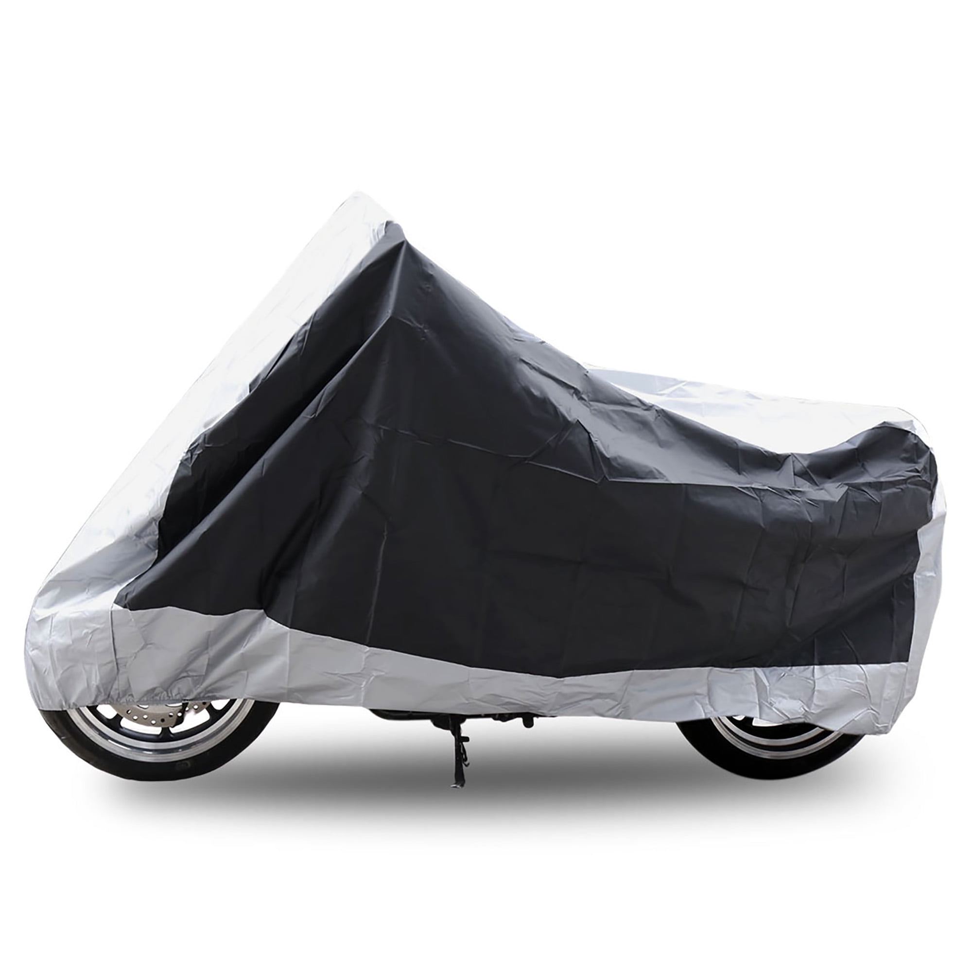 Unique Bargains Motorcycle Cover Outdoor Weatherproof UV Protection (Silver and Black, Large) 0zpxa