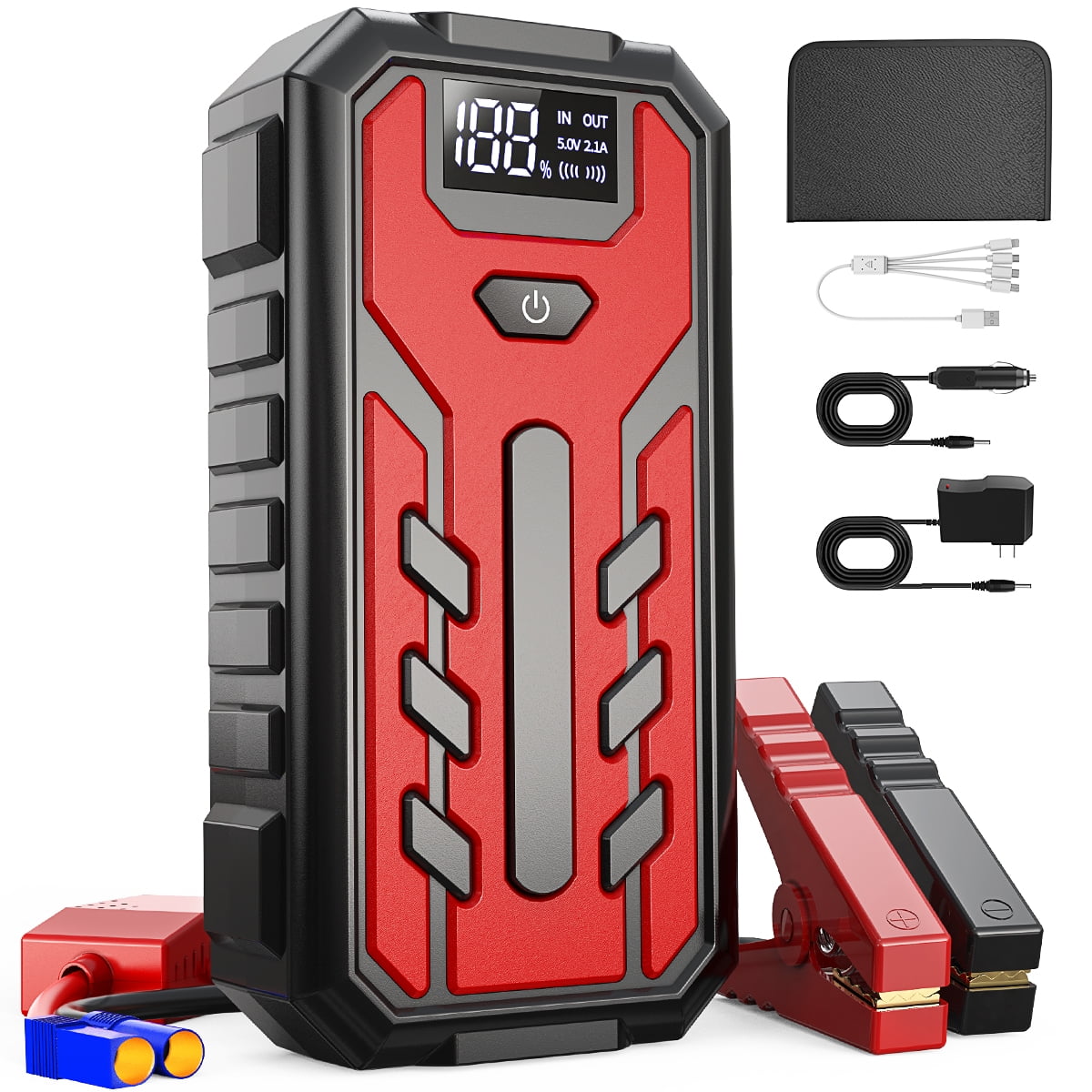 GPED Portable Car Jump Starter 4000A Peak 12V Auto Battery Booster with LCD Display and Power Bank (Black, 39800mAh) 20i42