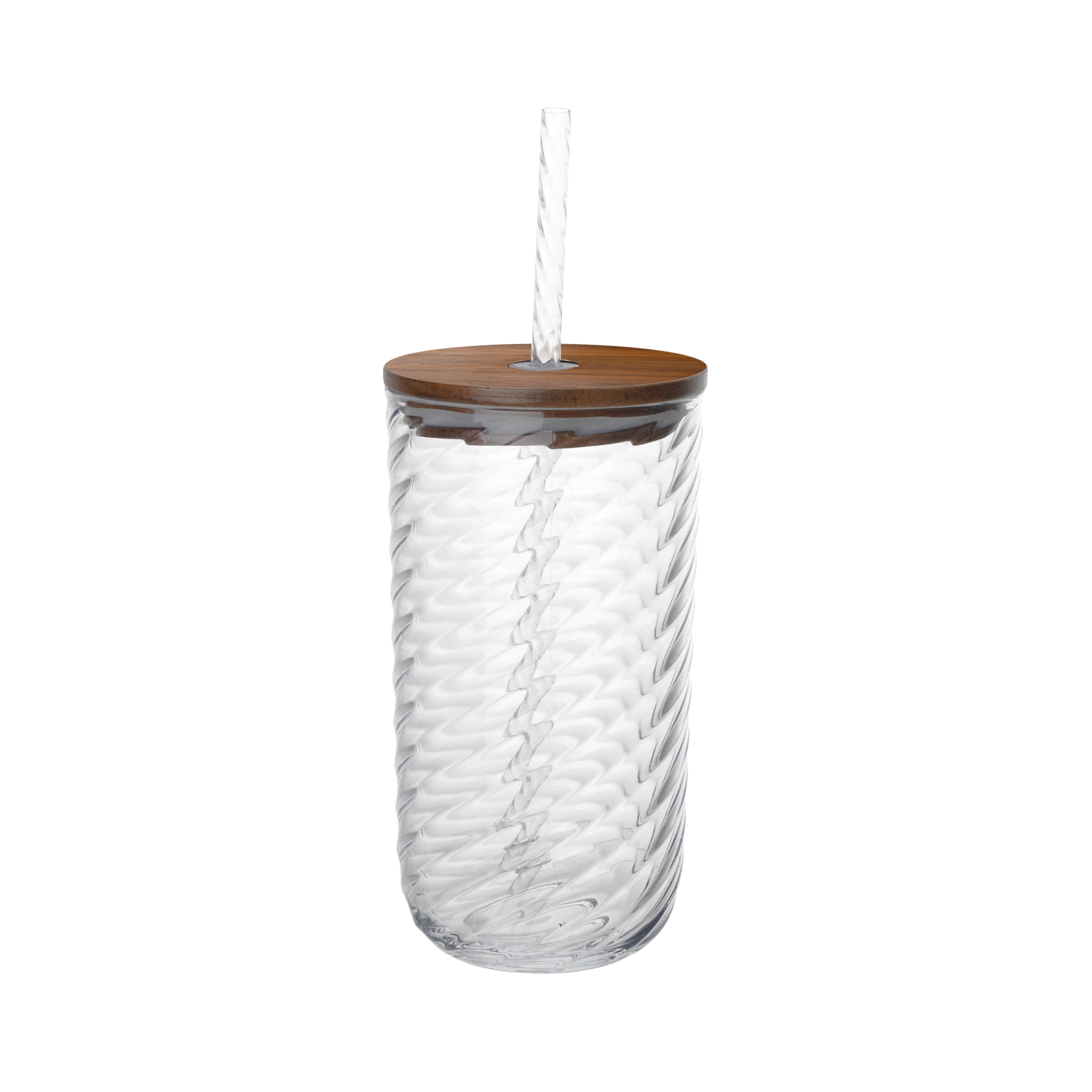 Beautiful Tritan Swirl Texture Sipper Tumbler with Lid and Straw (Clear, 21 fl oz) 9zxbn