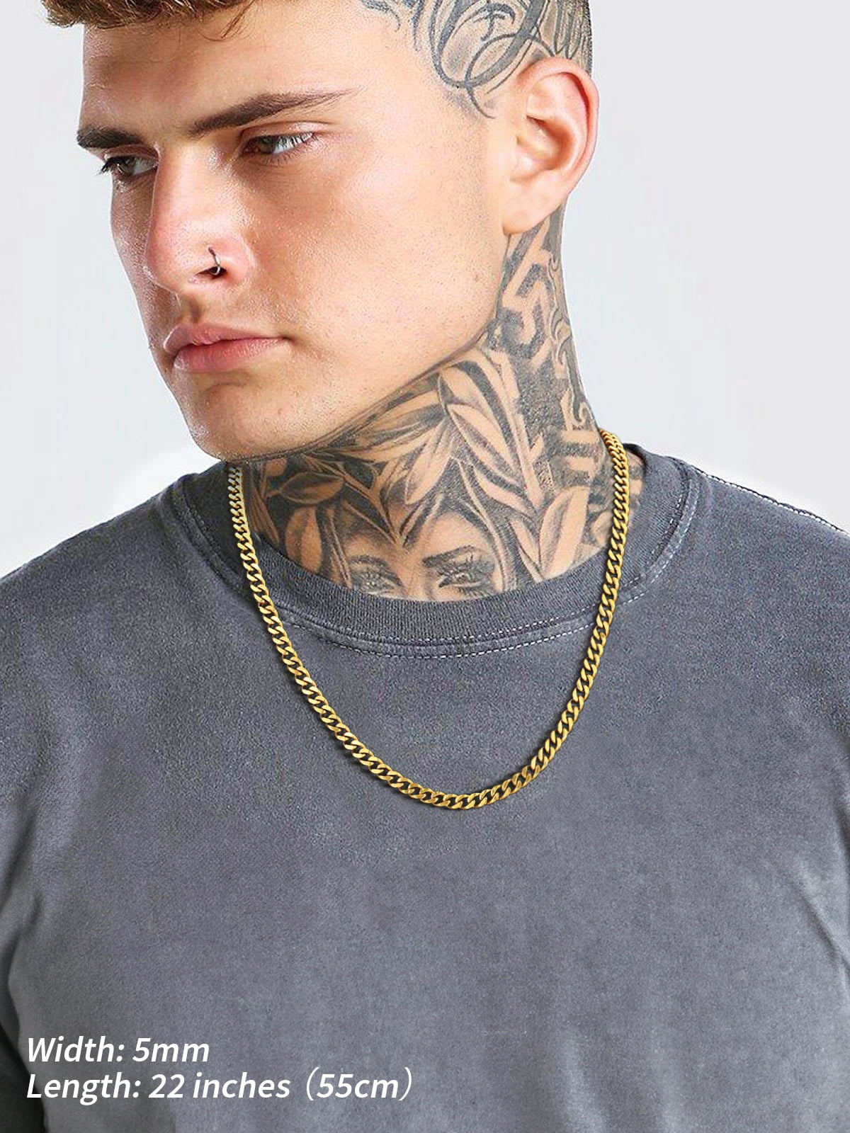 FindChic Cuban Link Chain Necklace for Men and Women (Gold, 14 in) zrgz0