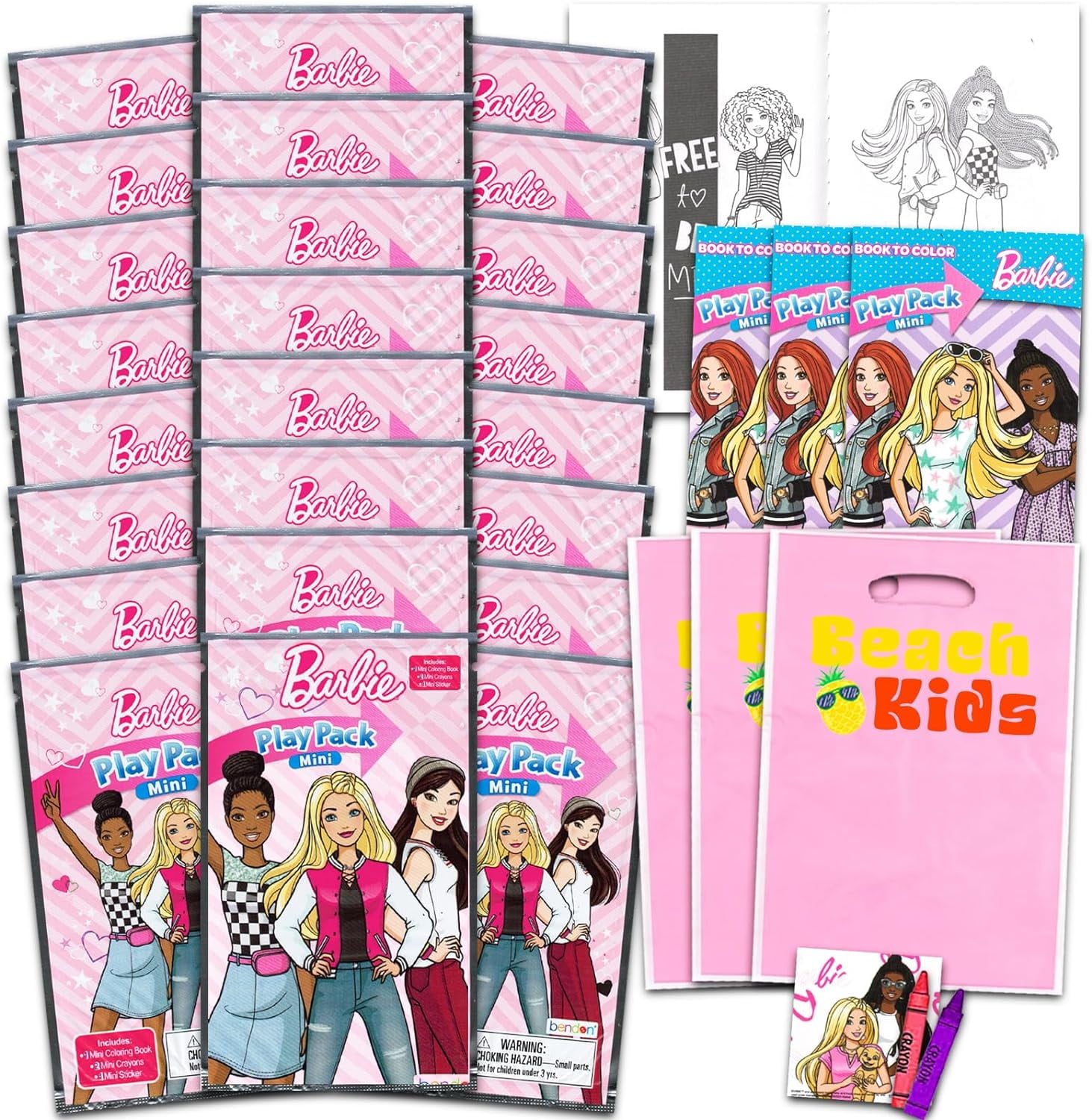 Crenstone Barbie Mini Party Favors Activity Set (24 Pack) wyznf
