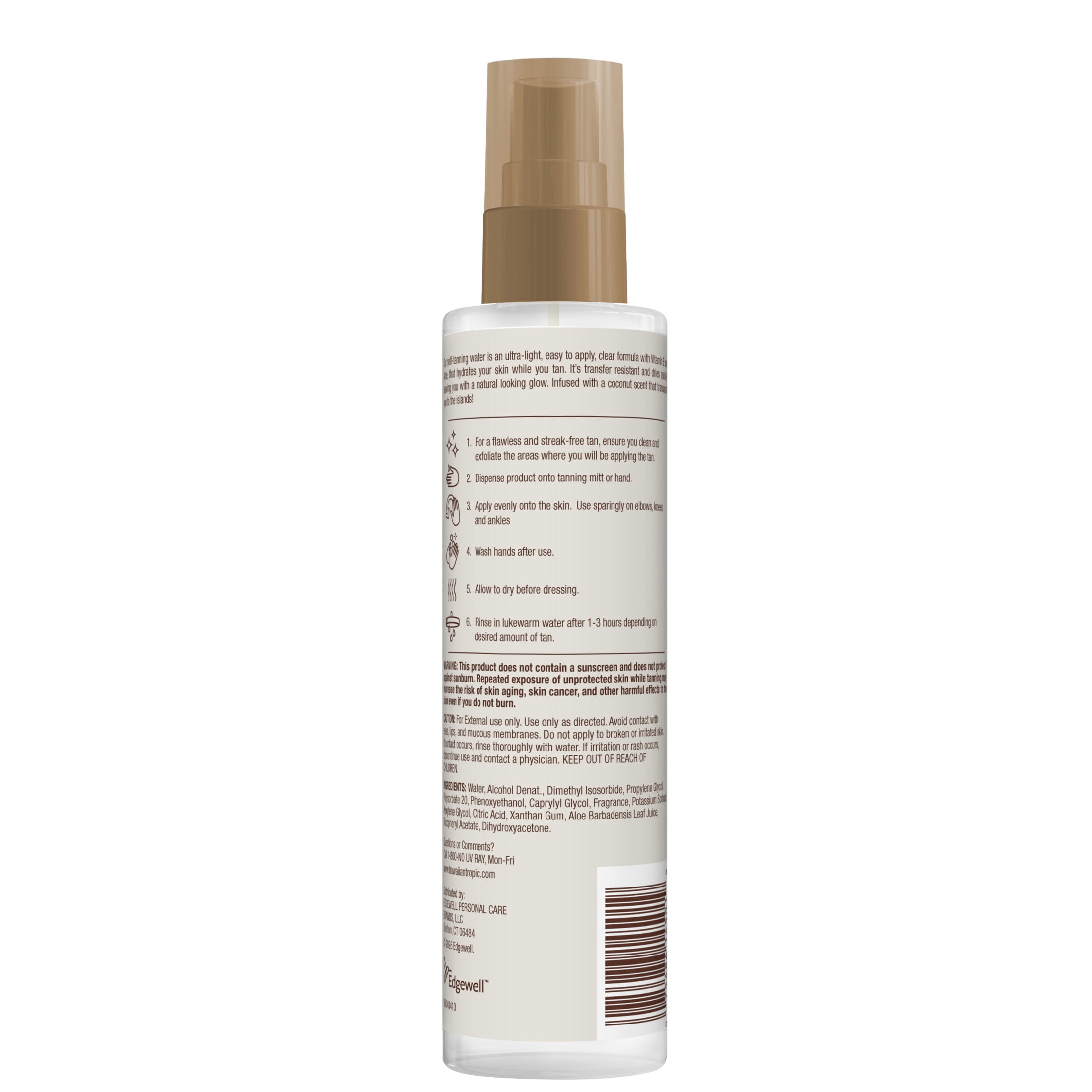 Hawaiian Tropic Self Tanning Water, Deep Bronze Sunless Tanner, Quick-Dry Formula (Clear, 6.4 oz) jvg9d