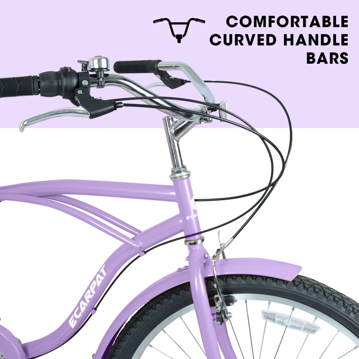 Generic 26 Inch 7-Speed Beach Cruiser Bike, Step-Through Steel Frame, Comfortable Urban Commuter (Lavender Purple, 26 in) ncw59