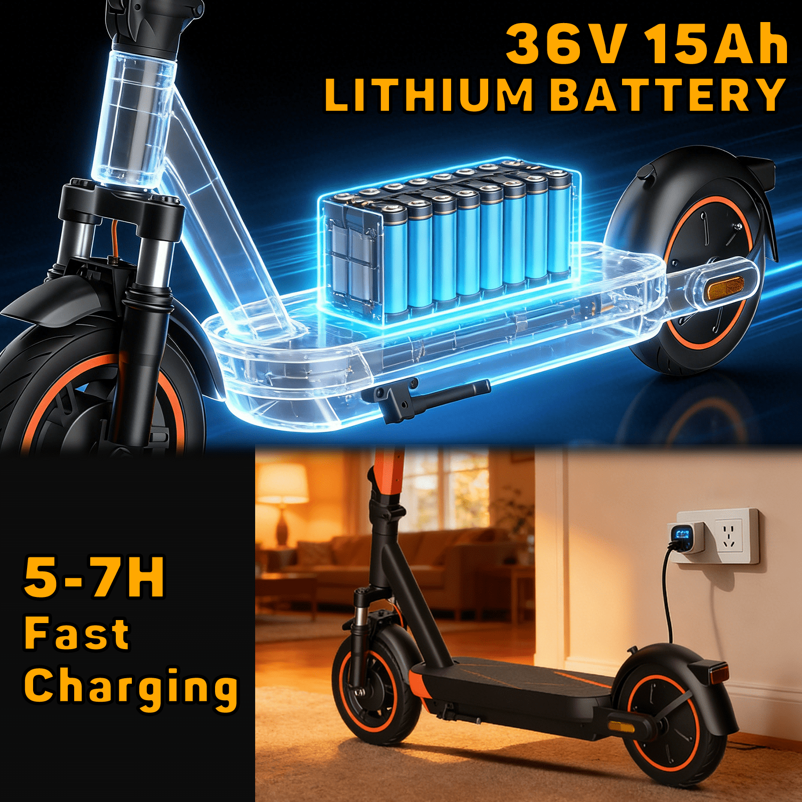 OBX Electric Scooter for Adults, 21MPH 800W Motor, 22 Mile Range, Folding Commuter E-Scooter (Orange, 10 in Tires) xu7zr