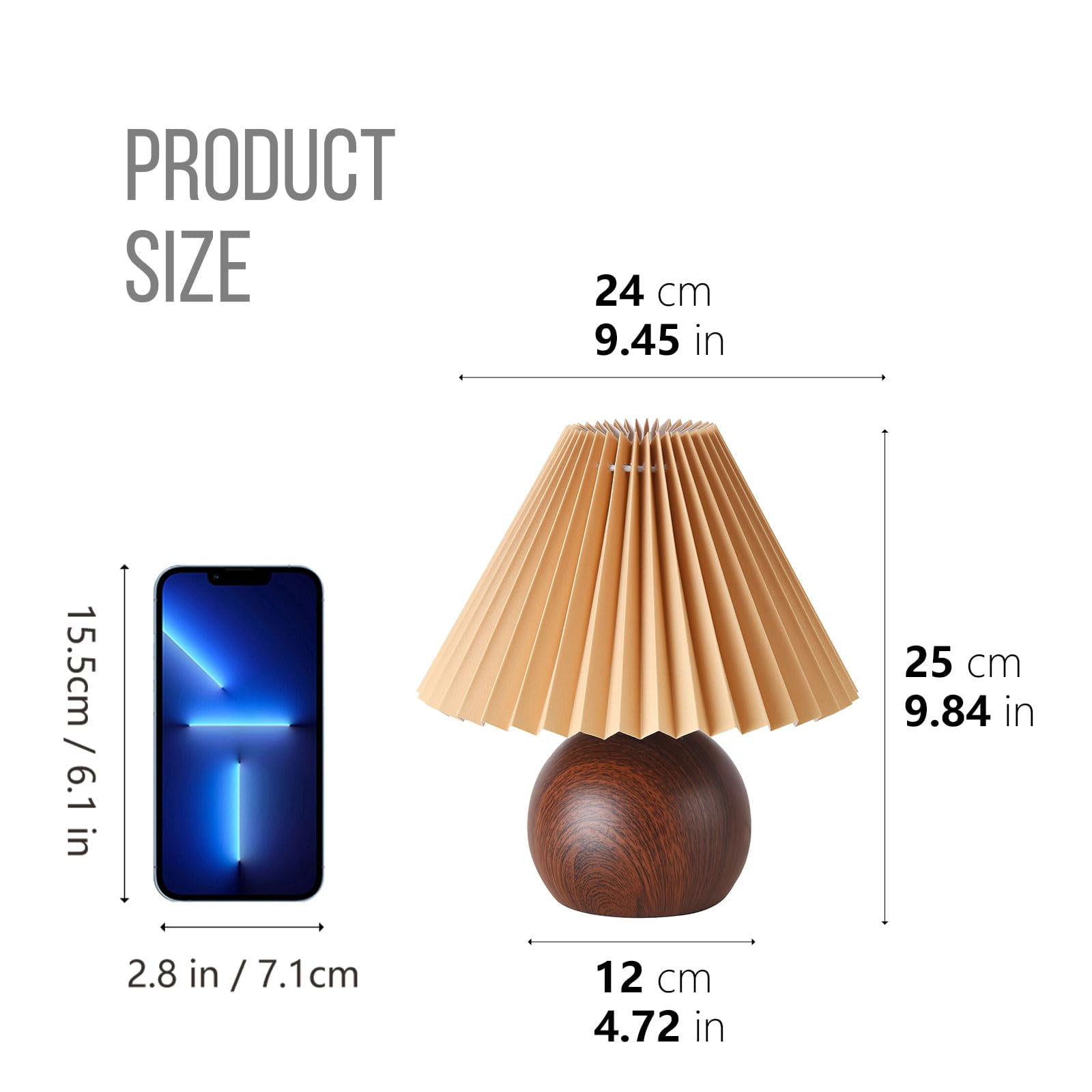 KUNJOULAM Modern Pleated Table Lamp, Minimalist Bedside Nightstand Light for Bedroom and Living Room (Coffee, 9.8 in) 5snua