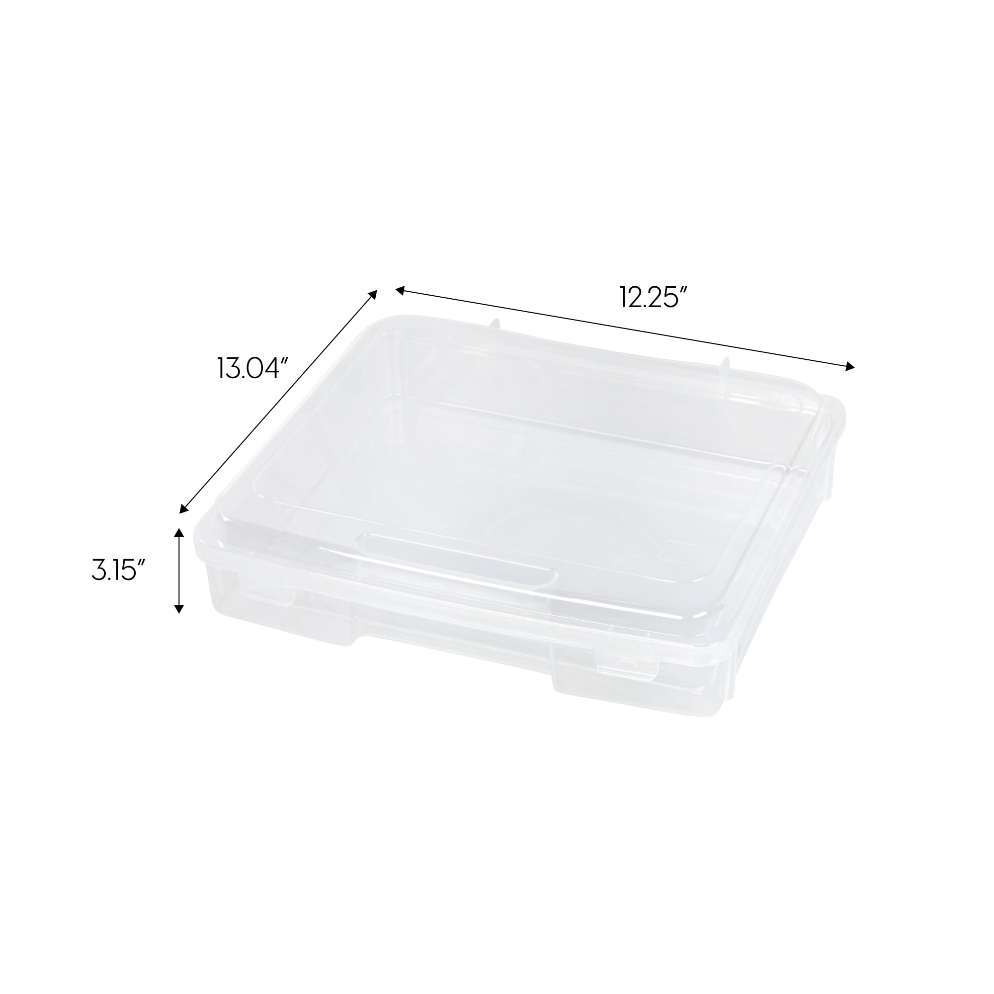 IRIS USA Portable Project Storage Case with Snap-Tight Latch (Clear, 12 in x 12 in x 3 in) yxpnr