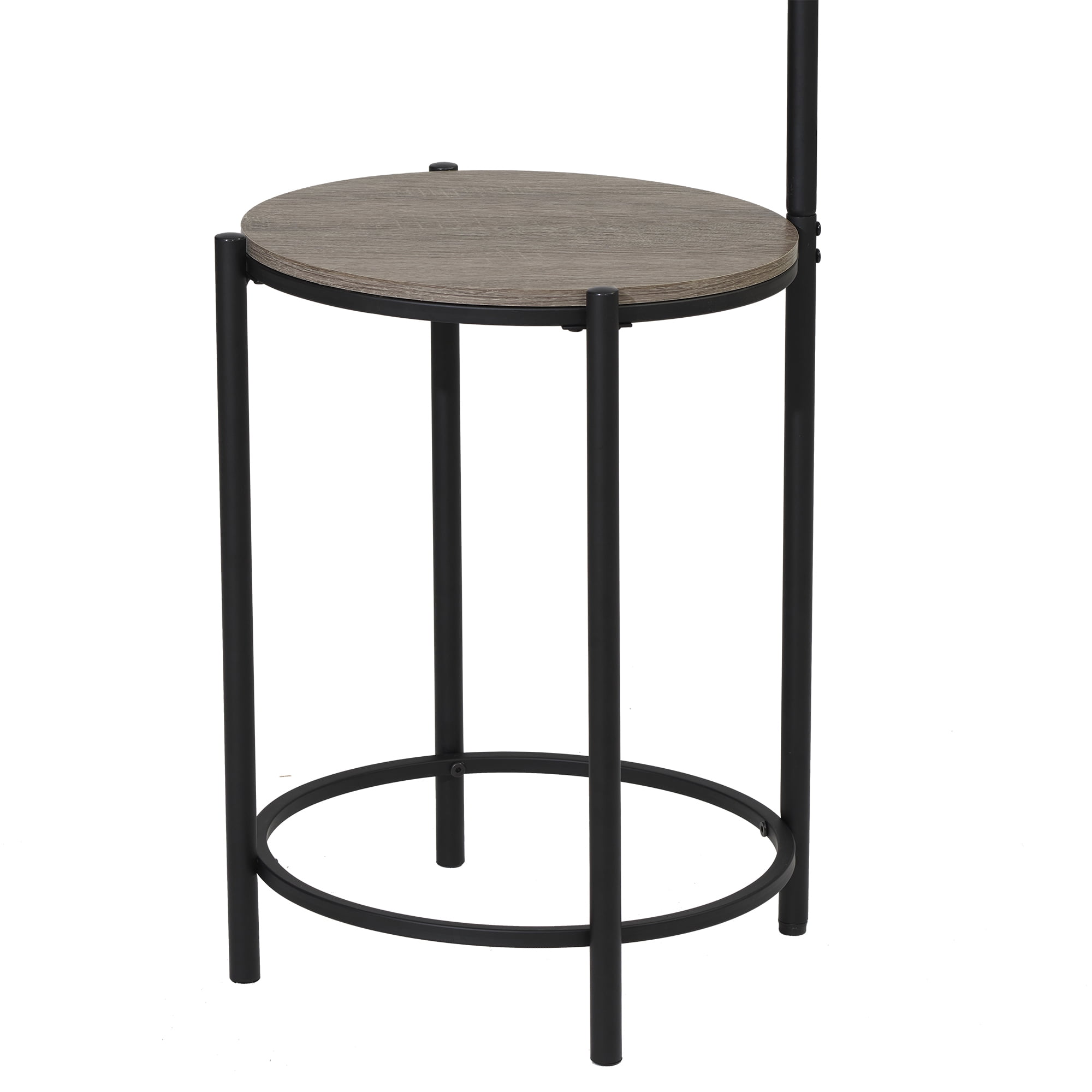 Mainstays Mid-Century Modern Floor Lamp with Faux Wood Side Table (Matte Black, 54 in) o8tj3