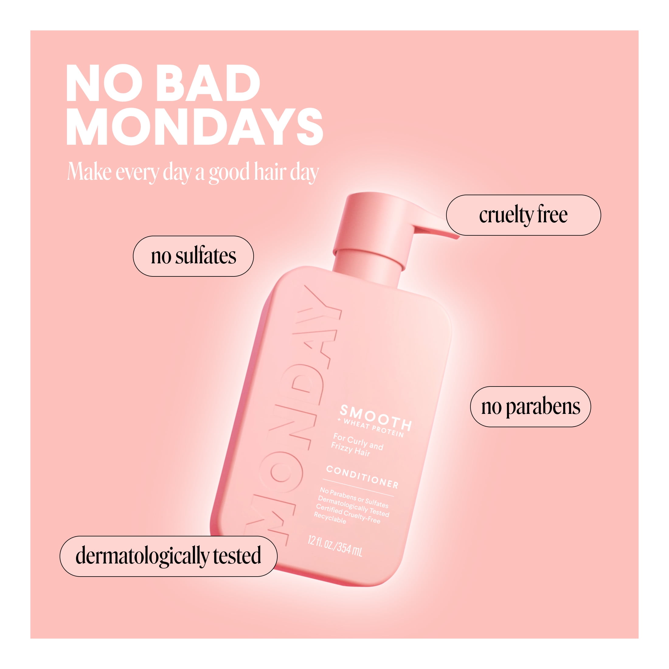 MONDAY Haircare SMOOTH Conditioner for Frizz-Prone Hair with Wheat Protein, Coconut Oil & Avocado Oil (11.97 fl oz) inc82