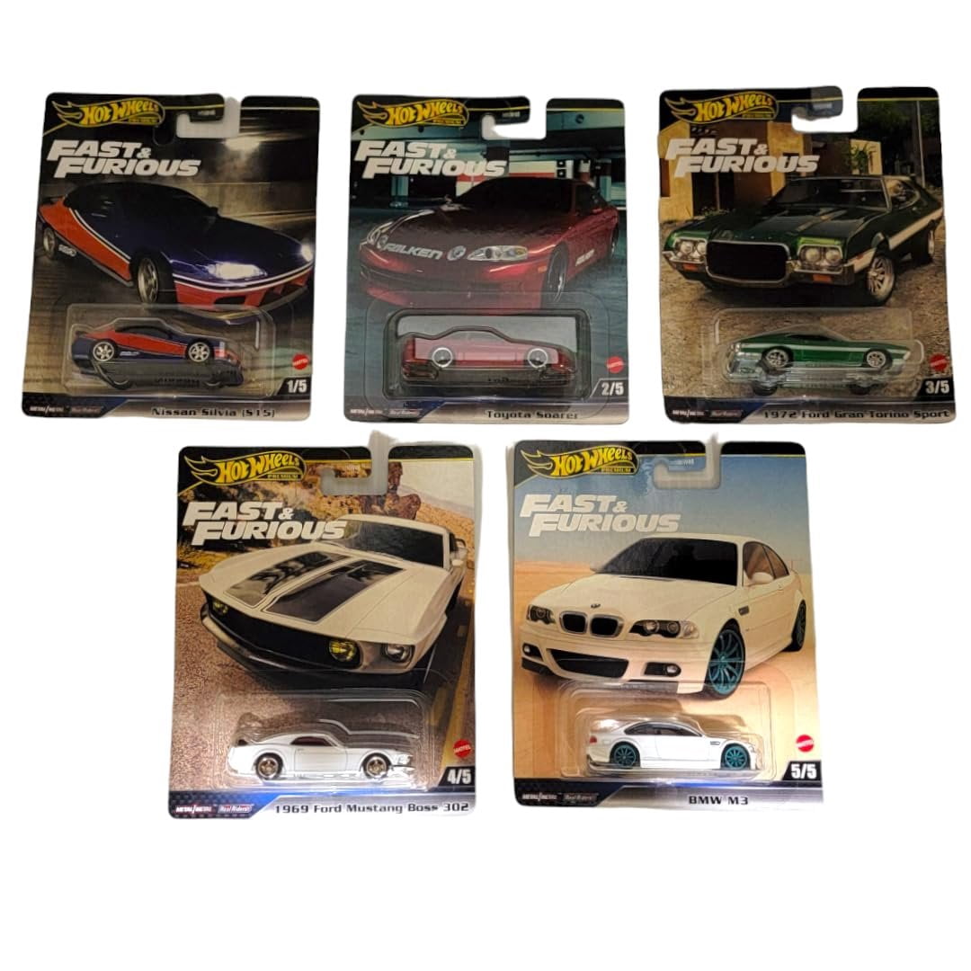 Hot Wheels Fast & Furious Premium Diecast Car Set (5-Vehicle Bundle, 1:64 Scale) oz9p7