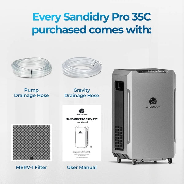 Argendon Commercial Dehumidifier, 70 PPD Energy Star Moisture Control for Basement and Industrial Use (Grey, 1000 sq ft) 2g5vv